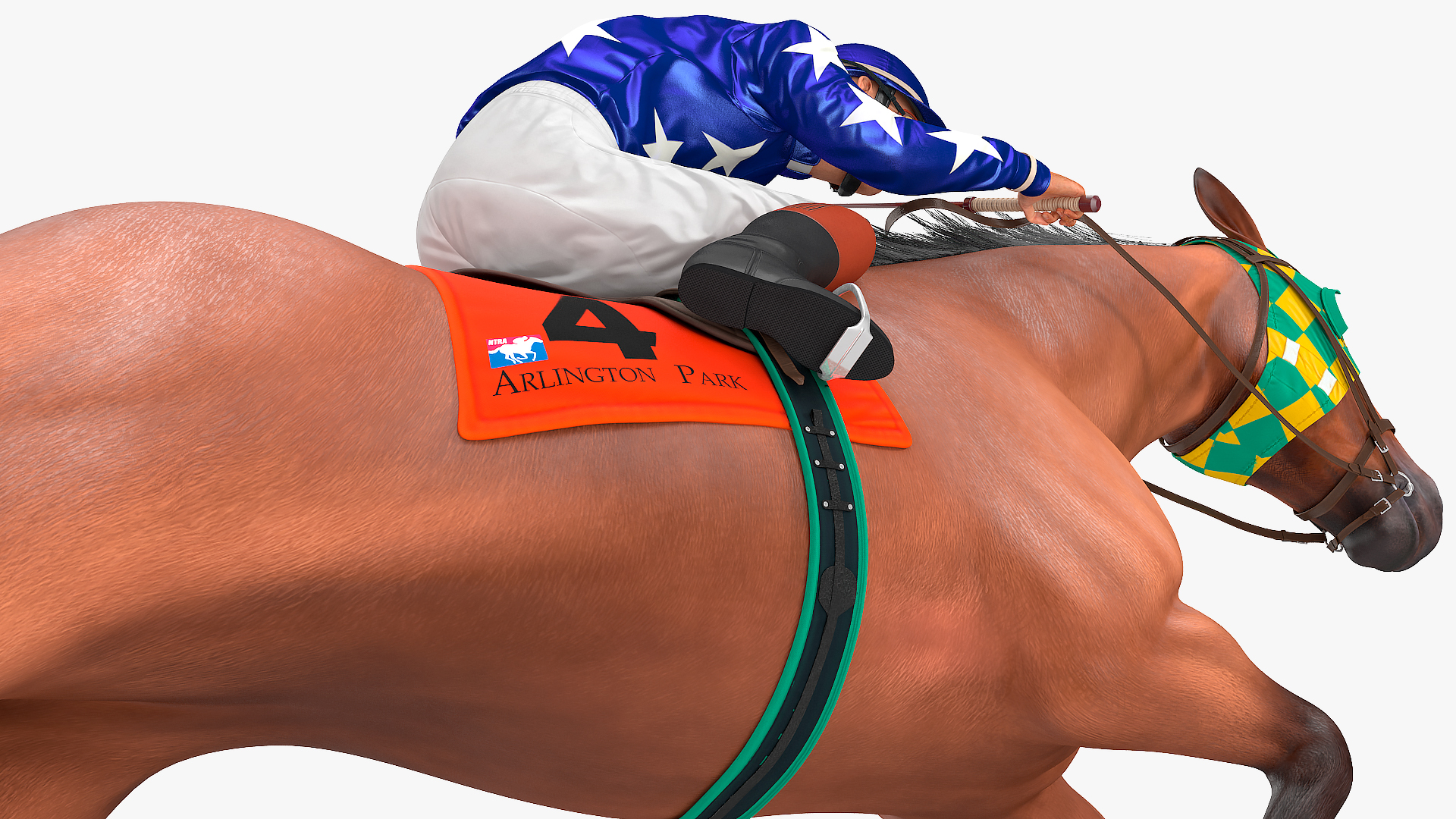 Jumping Bay Racing Horse with Jokey Fur 3D model