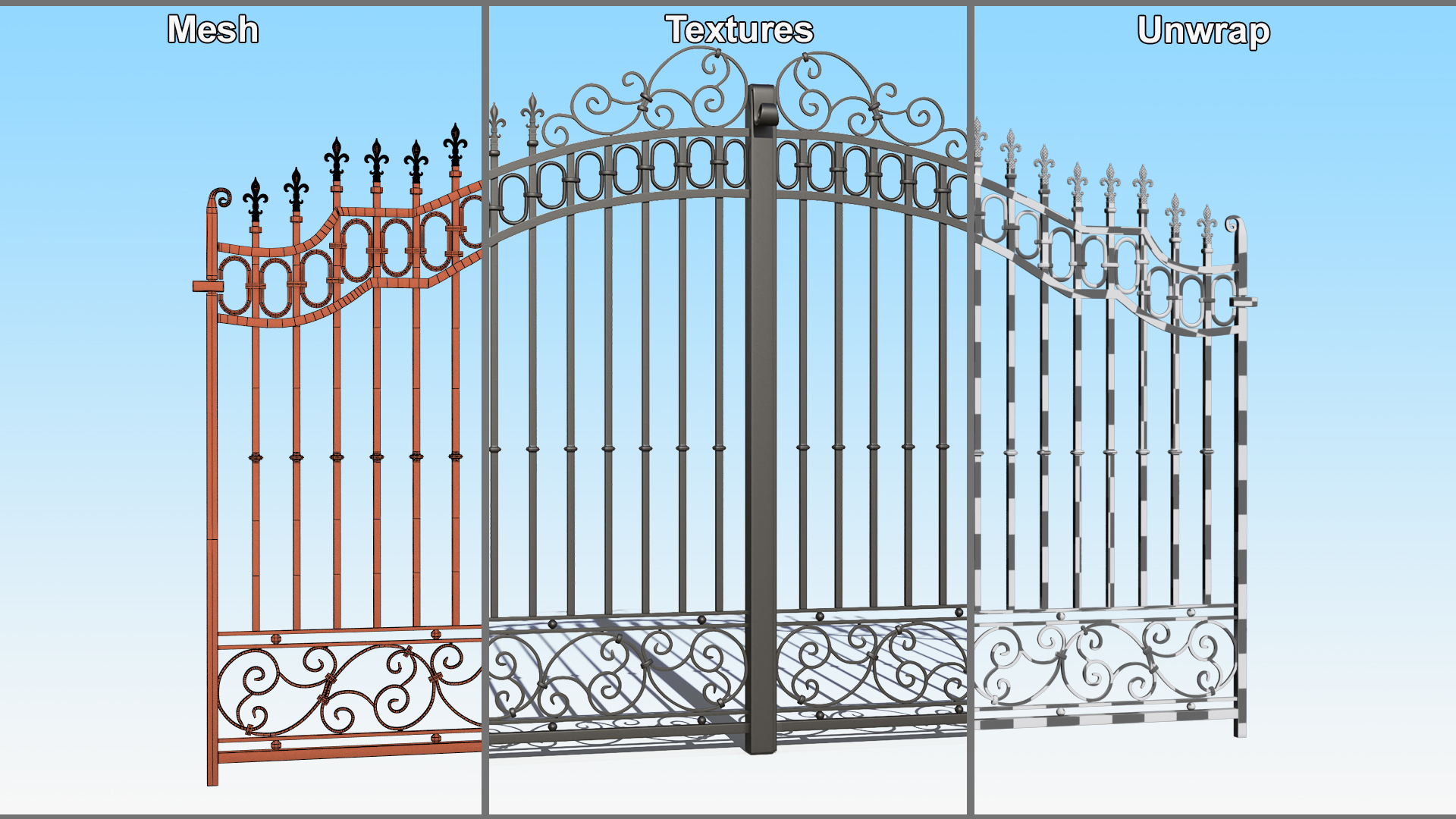 Ornate Wrought Iron Gate 3D model