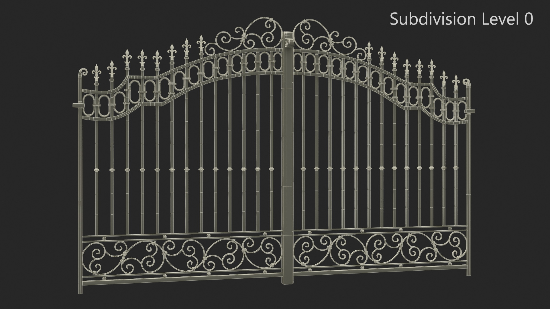 Ornate Wrought Iron Gate 3D model