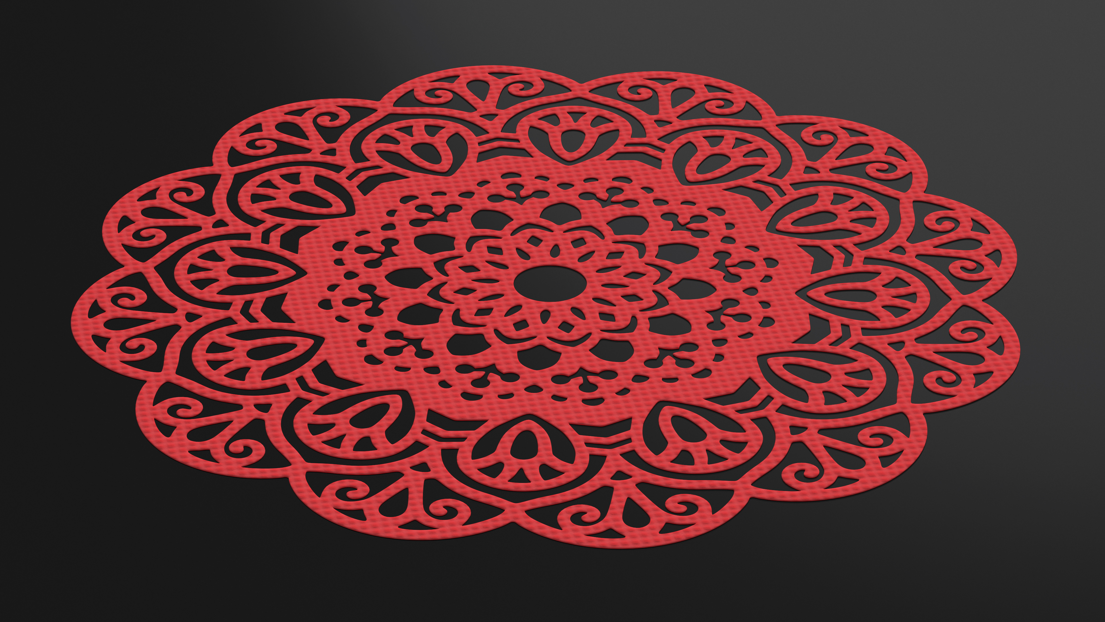 3D Decorative Round Lace Paper Doilie Red model