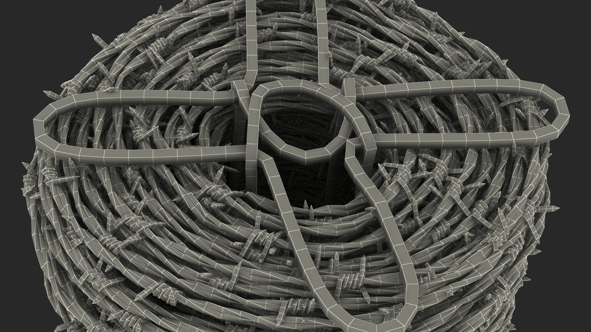 Barbed Wire Roll Black 3D