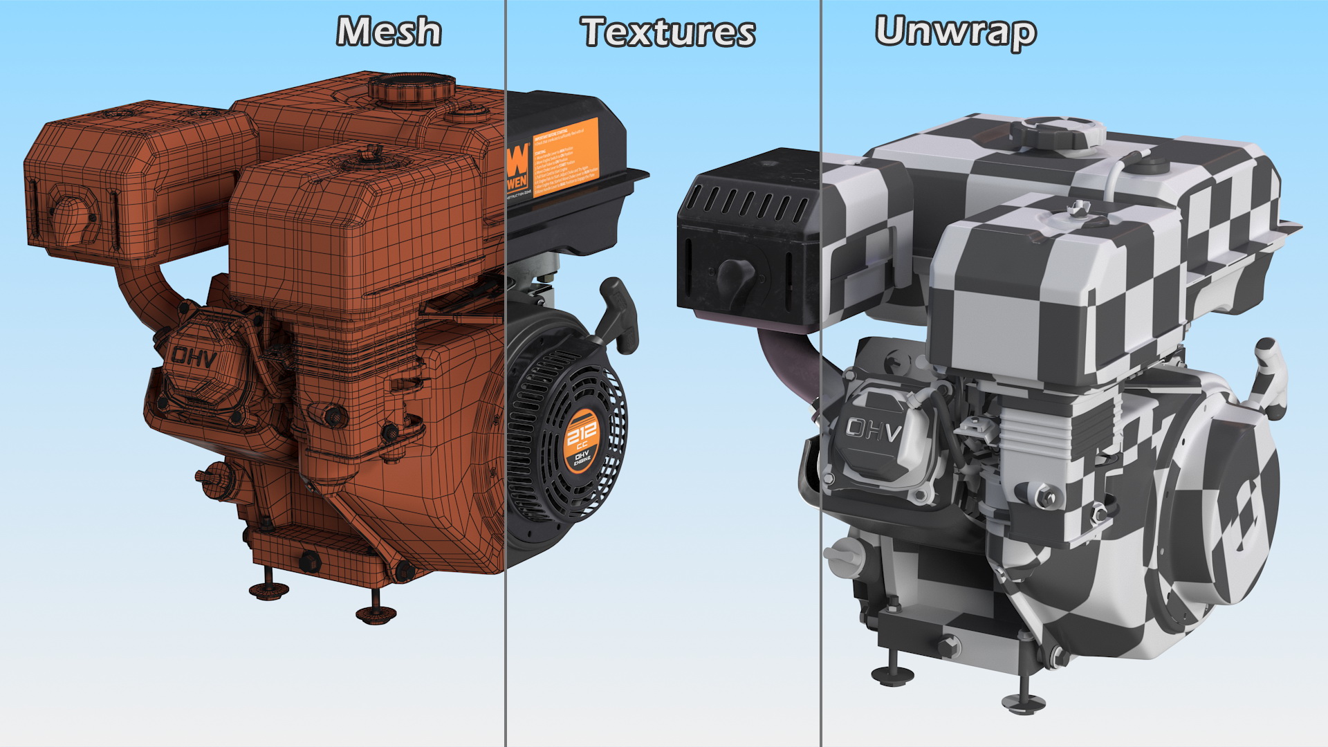 3D OHV Horizontal Shaft Gas Engine