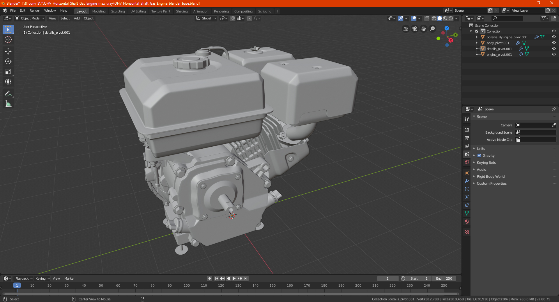 3D OHV Horizontal Shaft Gas Engine