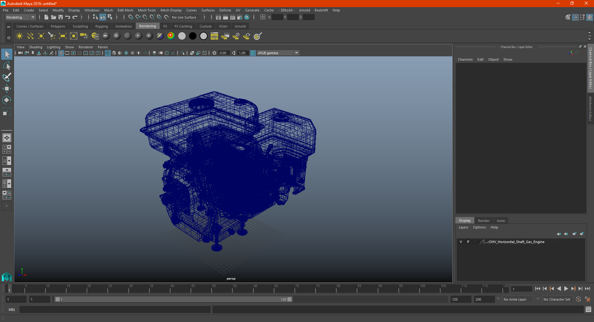 3D OHV Horizontal Shaft Gas Engine