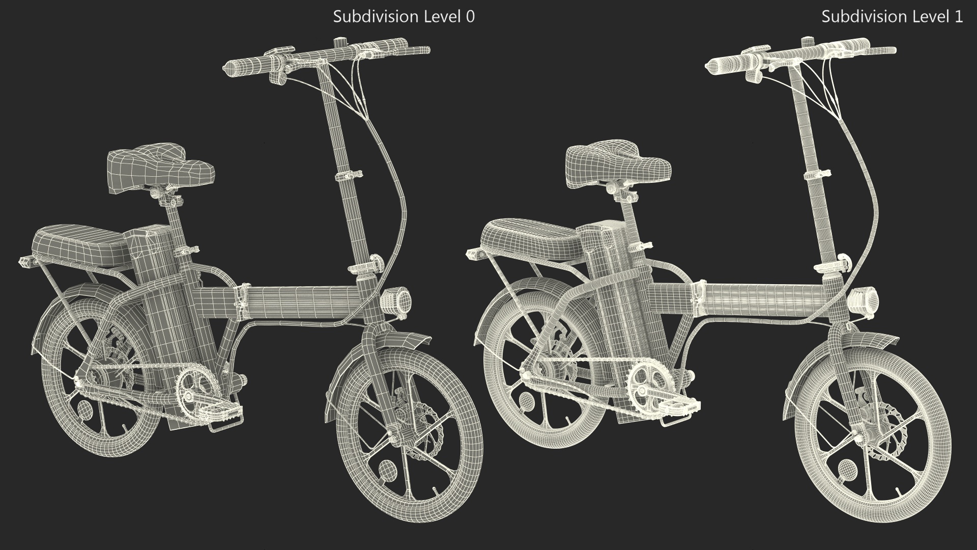 3D Foldable E-Bicycle Red Rigged for Maya model