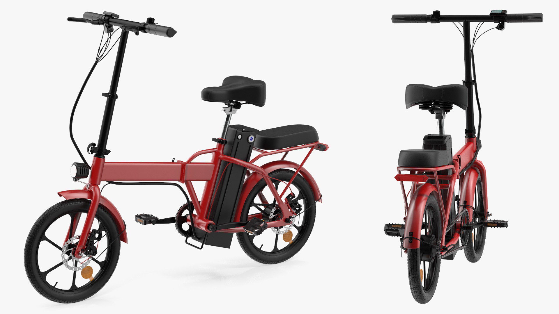 3D Foldable E-Bicycle Red Rigged for Maya model