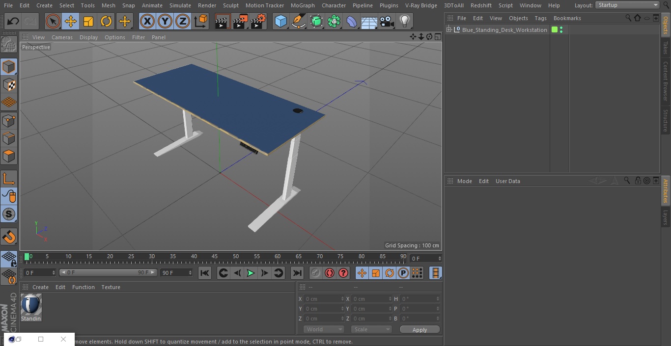 3D model Blue Standing Desk Workstation