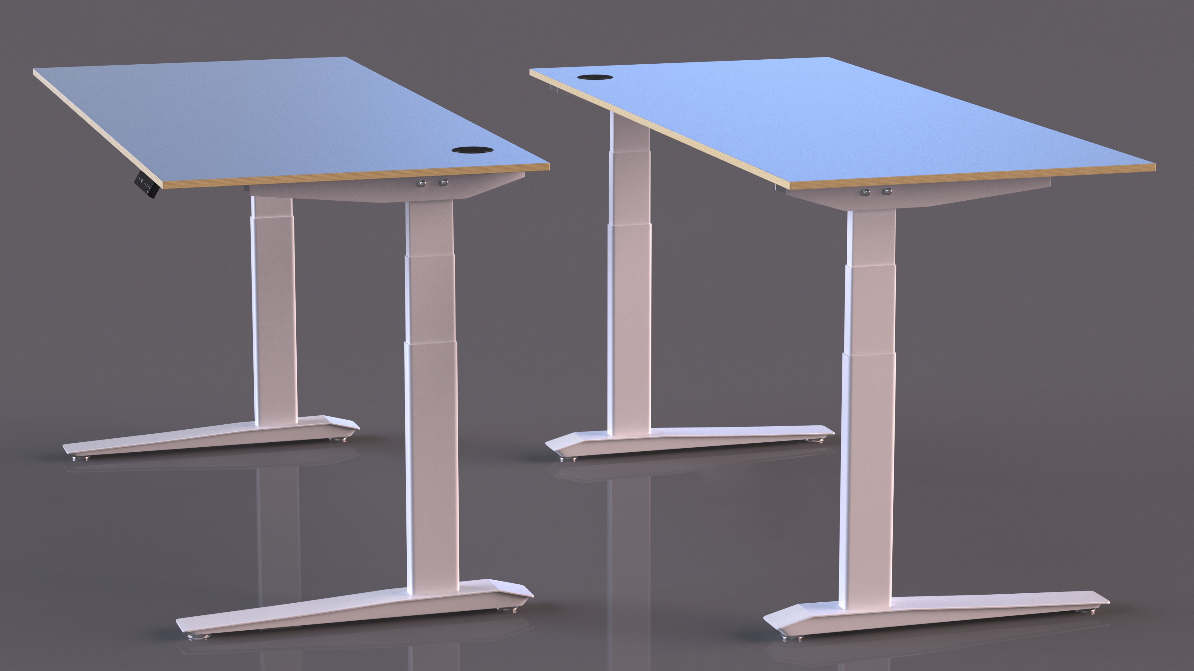 3D model Blue Standing Desk Workstation