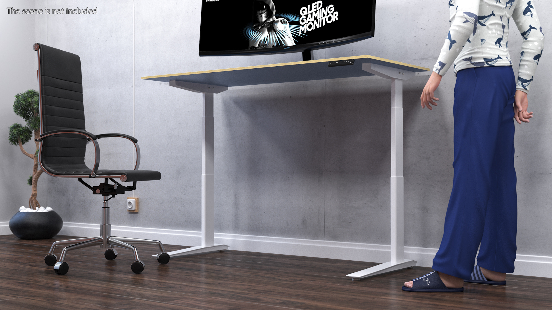 3D model Blue Standing Desk Workstation