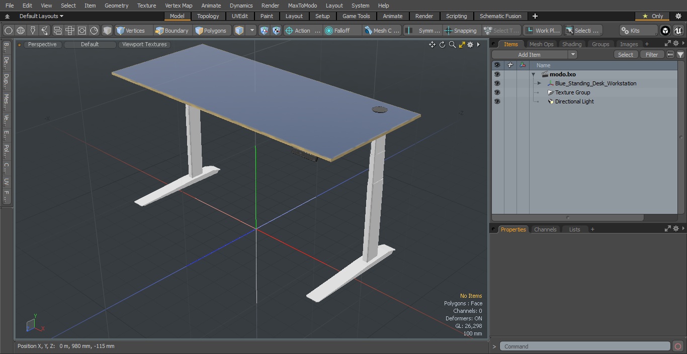 3D model Blue Standing Desk Workstation