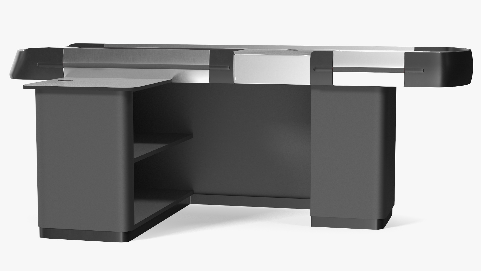 Ergonomic Small Checkout Counter Grey Rigged 3D model