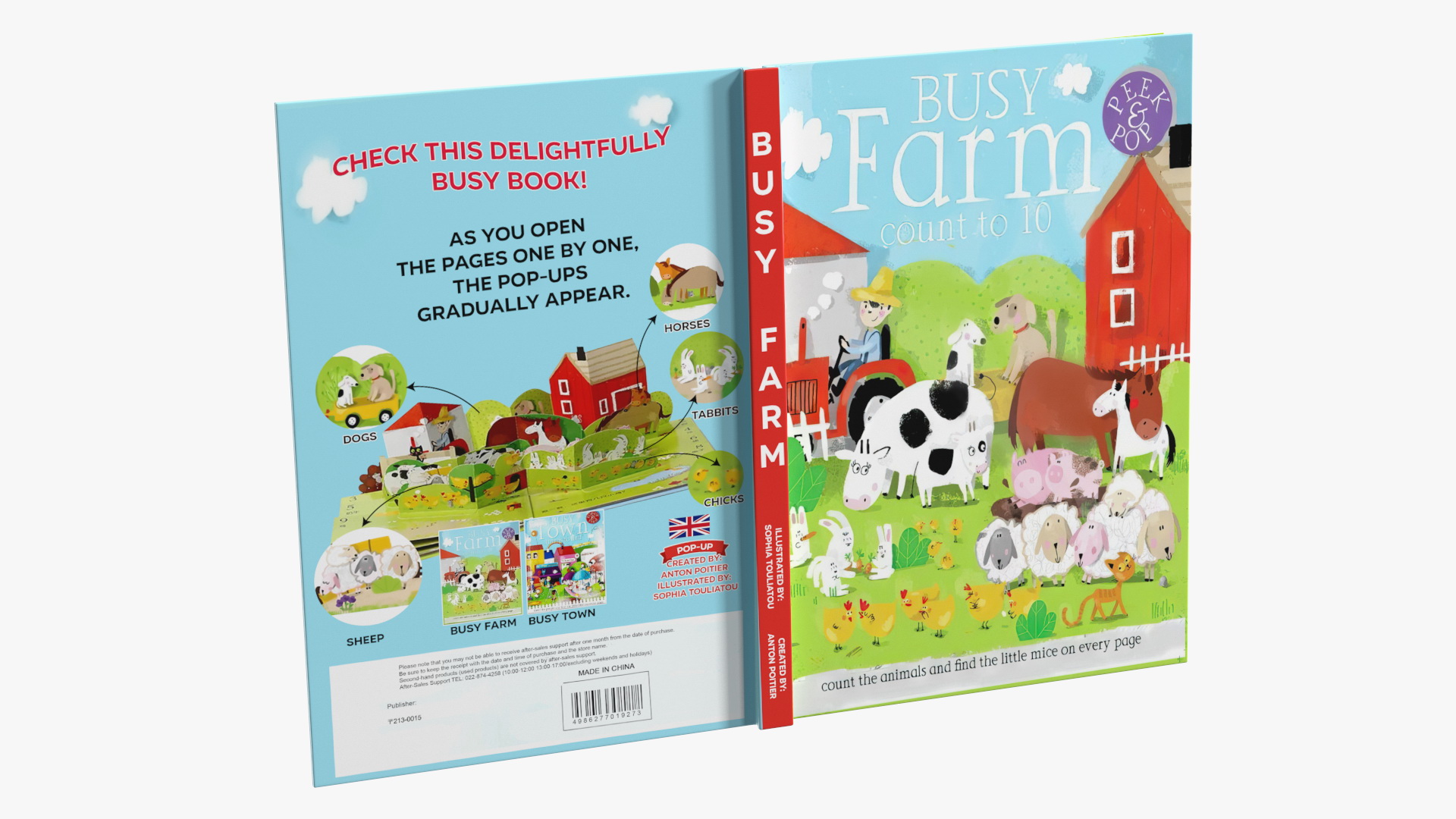 3D Open Children Pop Up Book About Farm