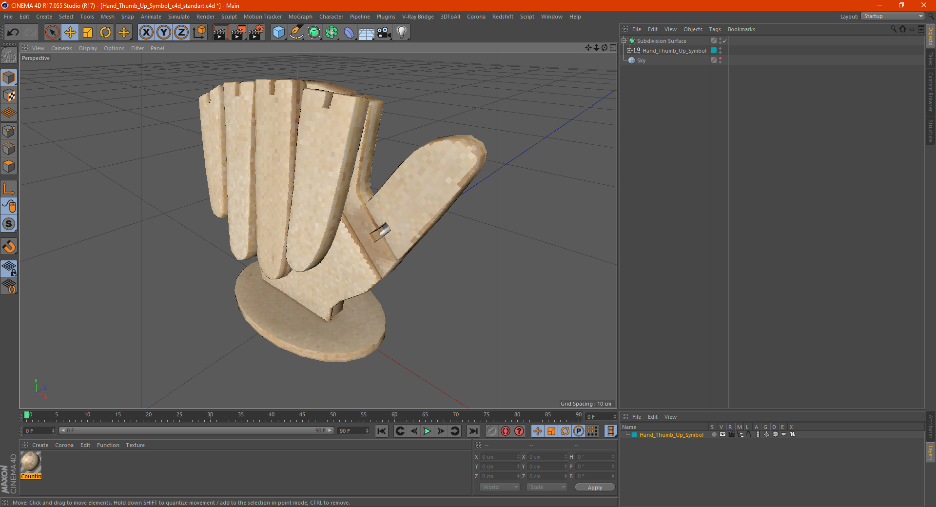 3D model Hand Thumb Up Symbol