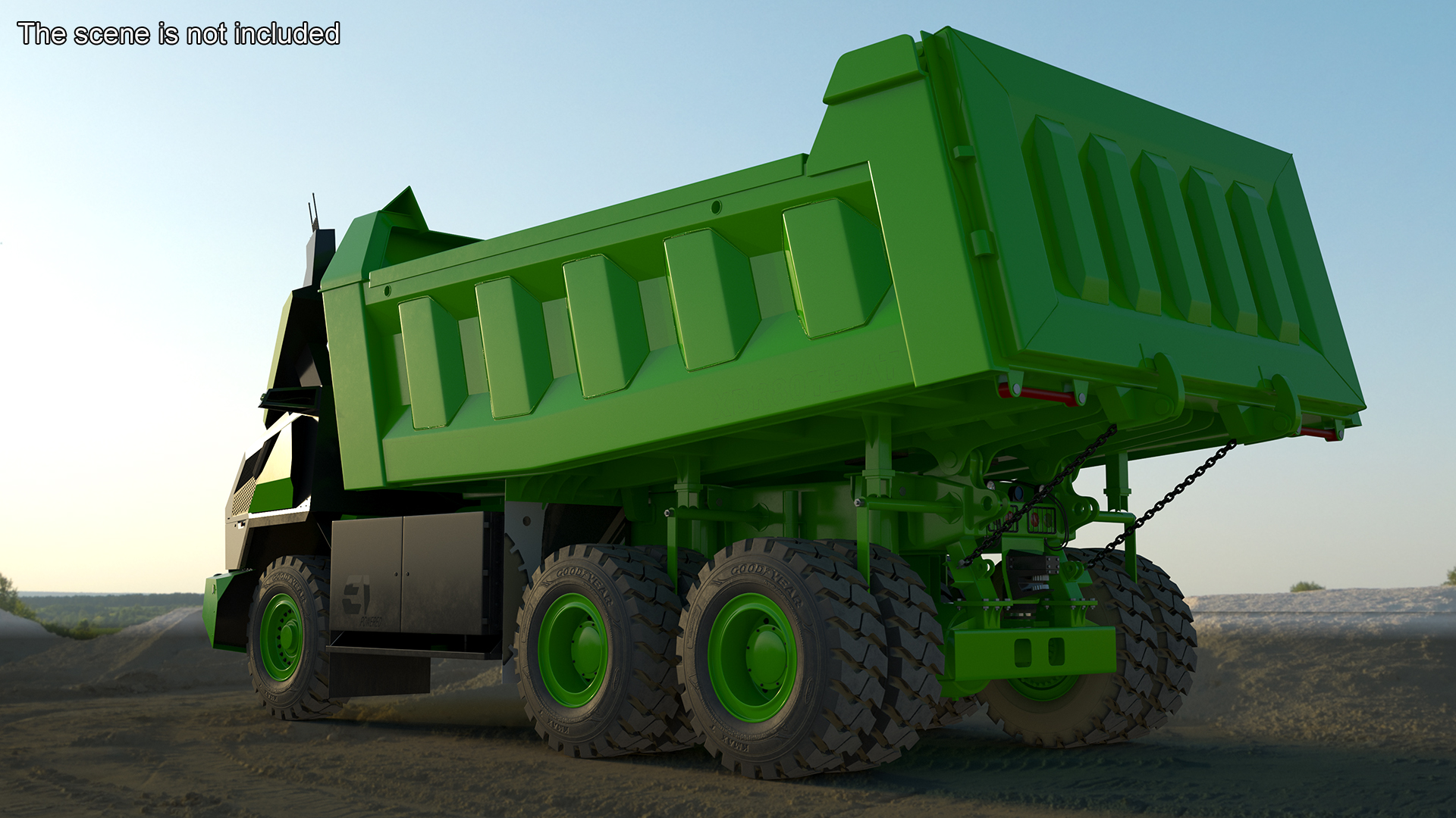 Electric Autonomous Mining Truck Green Rigged for Maya 3D model