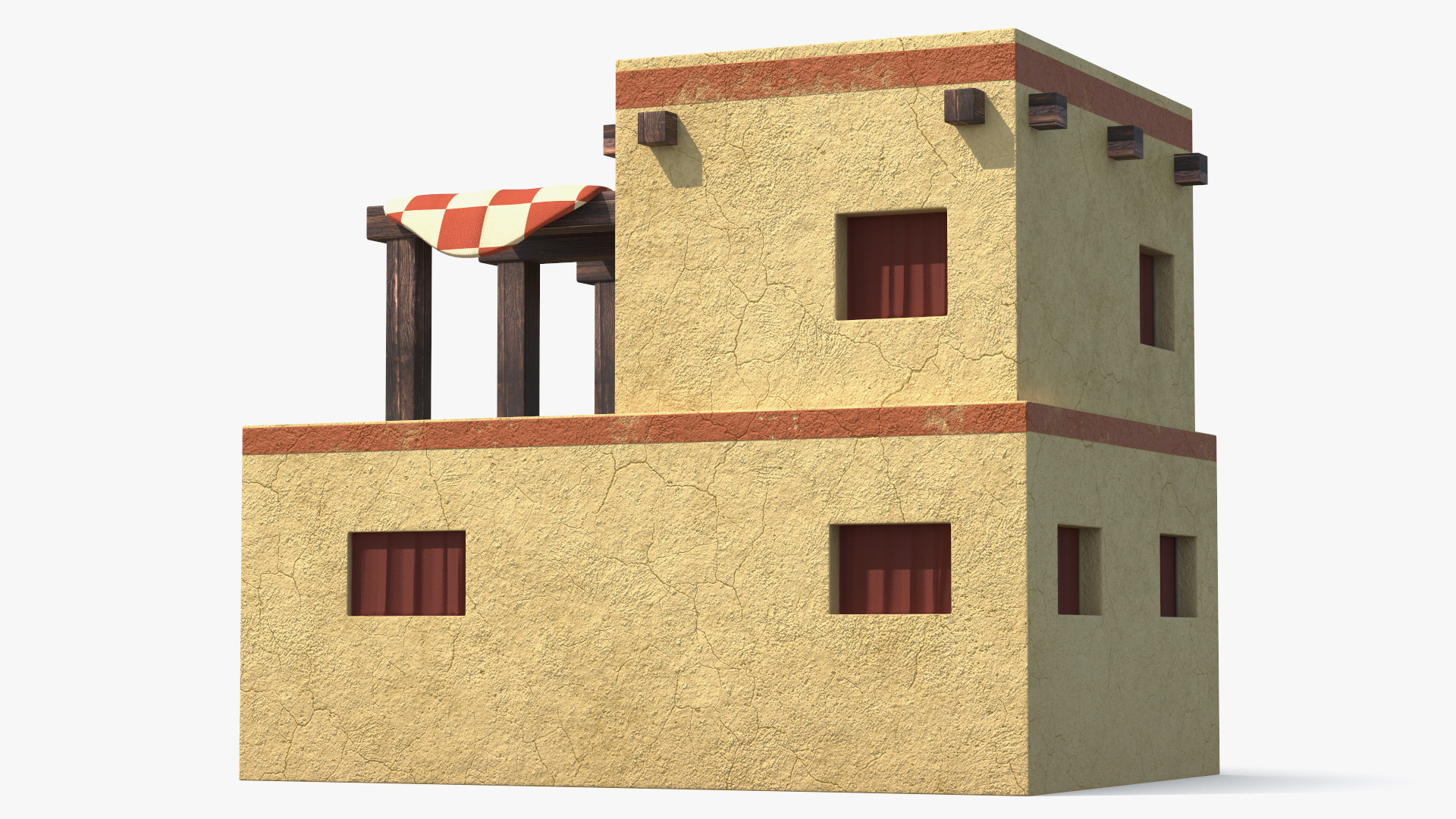 3D model Realistic Arabian House Building with Terrace