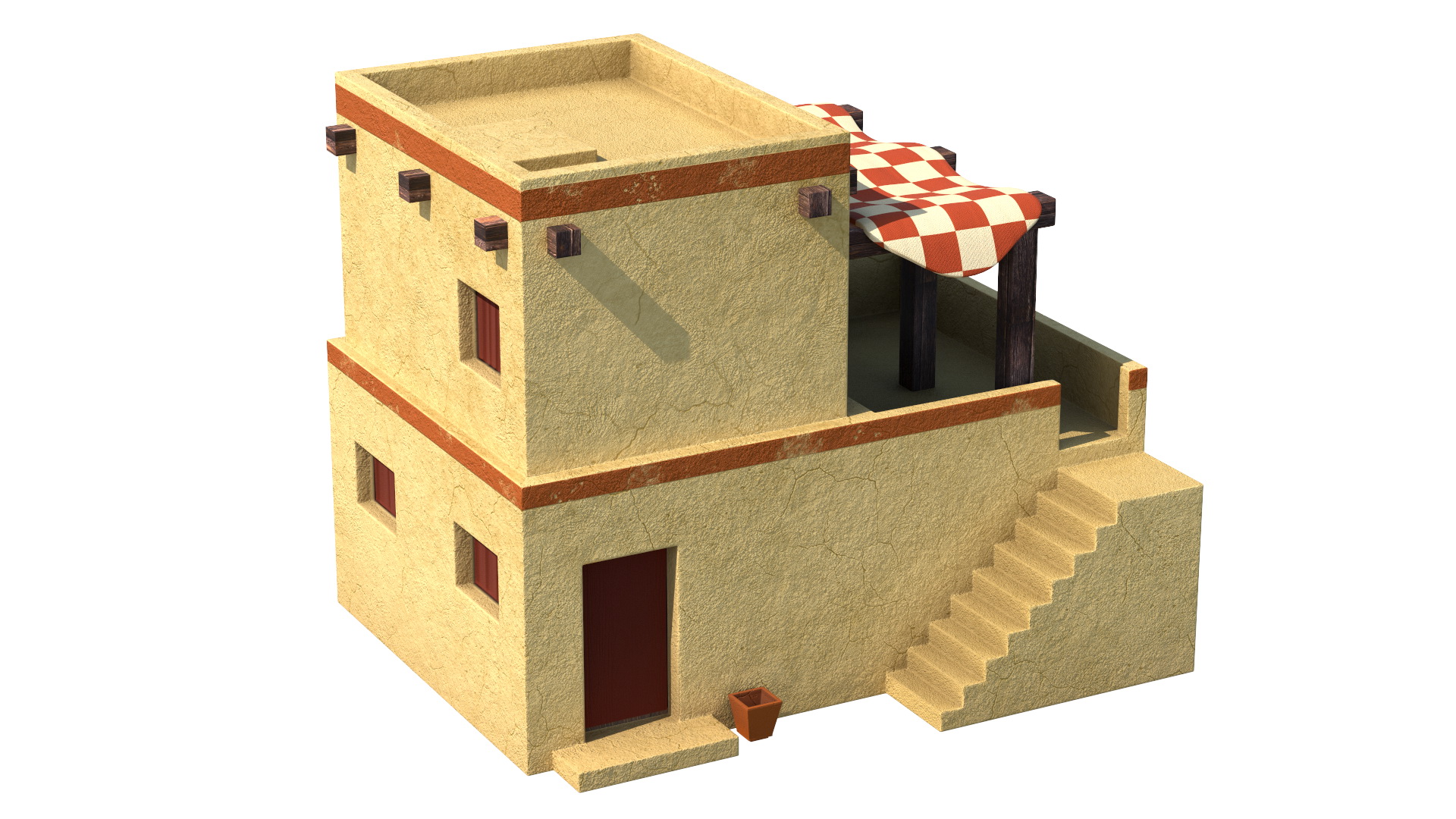 3D model Realistic Arabian House Building with Terrace