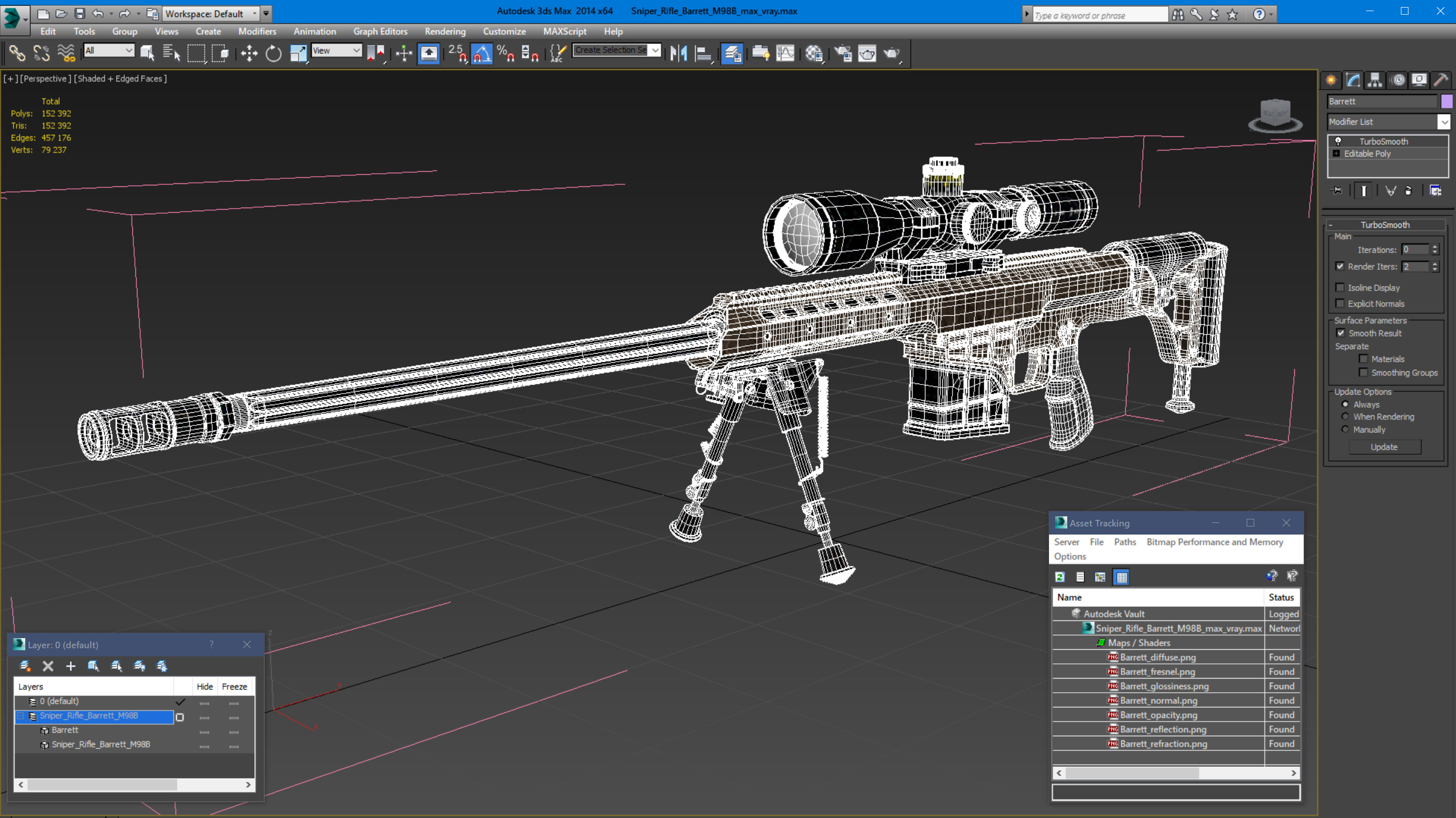 3D model Sniper Rifle Barrett M98B