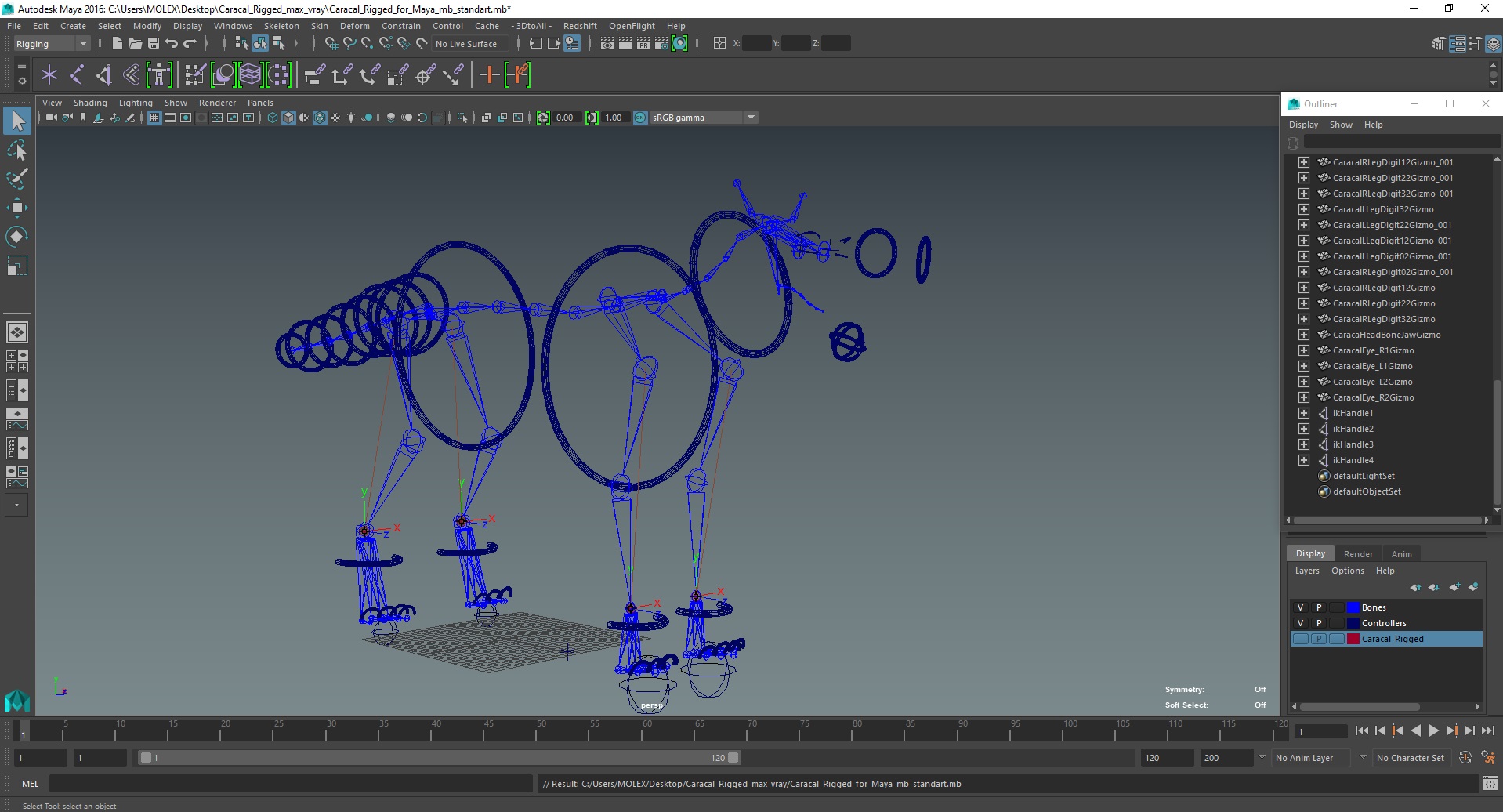 3D Caracal Rigged for Maya model