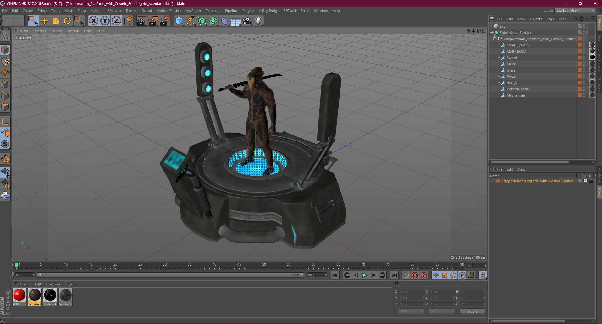 Teleportation Platform with Cosmic Soldier 3D