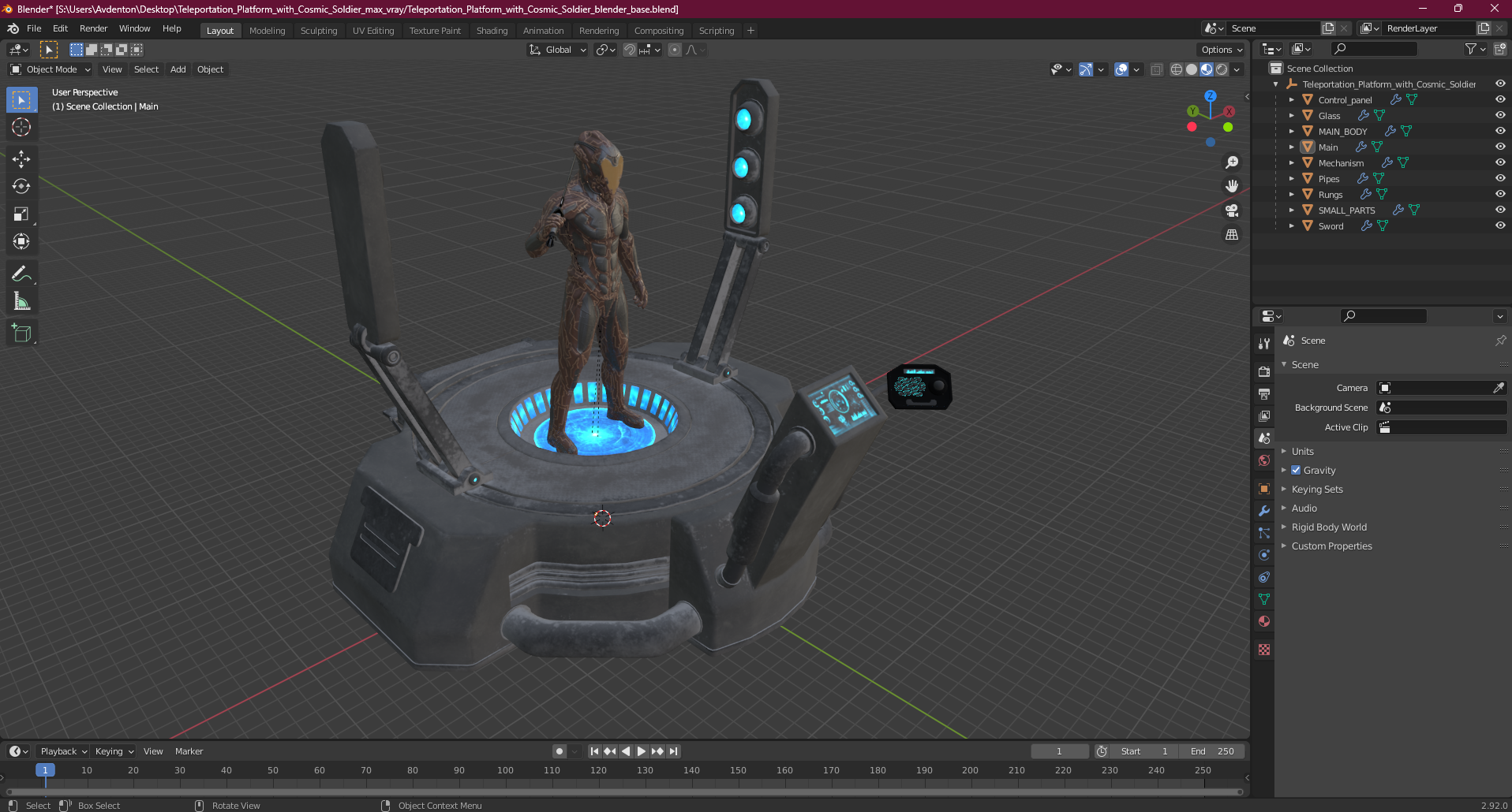 Teleportation Platform with Cosmic Soldier 3D