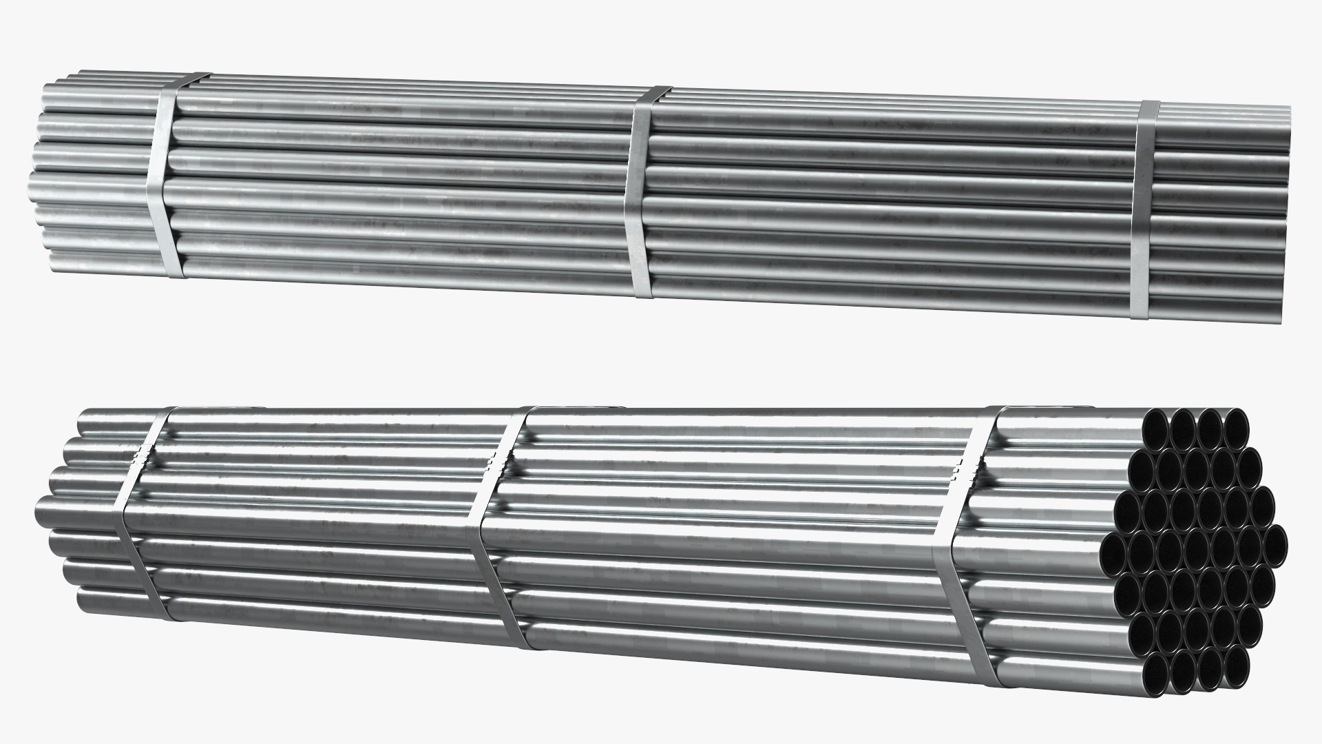 Steel Pipes Bundle 2 Meters 3D