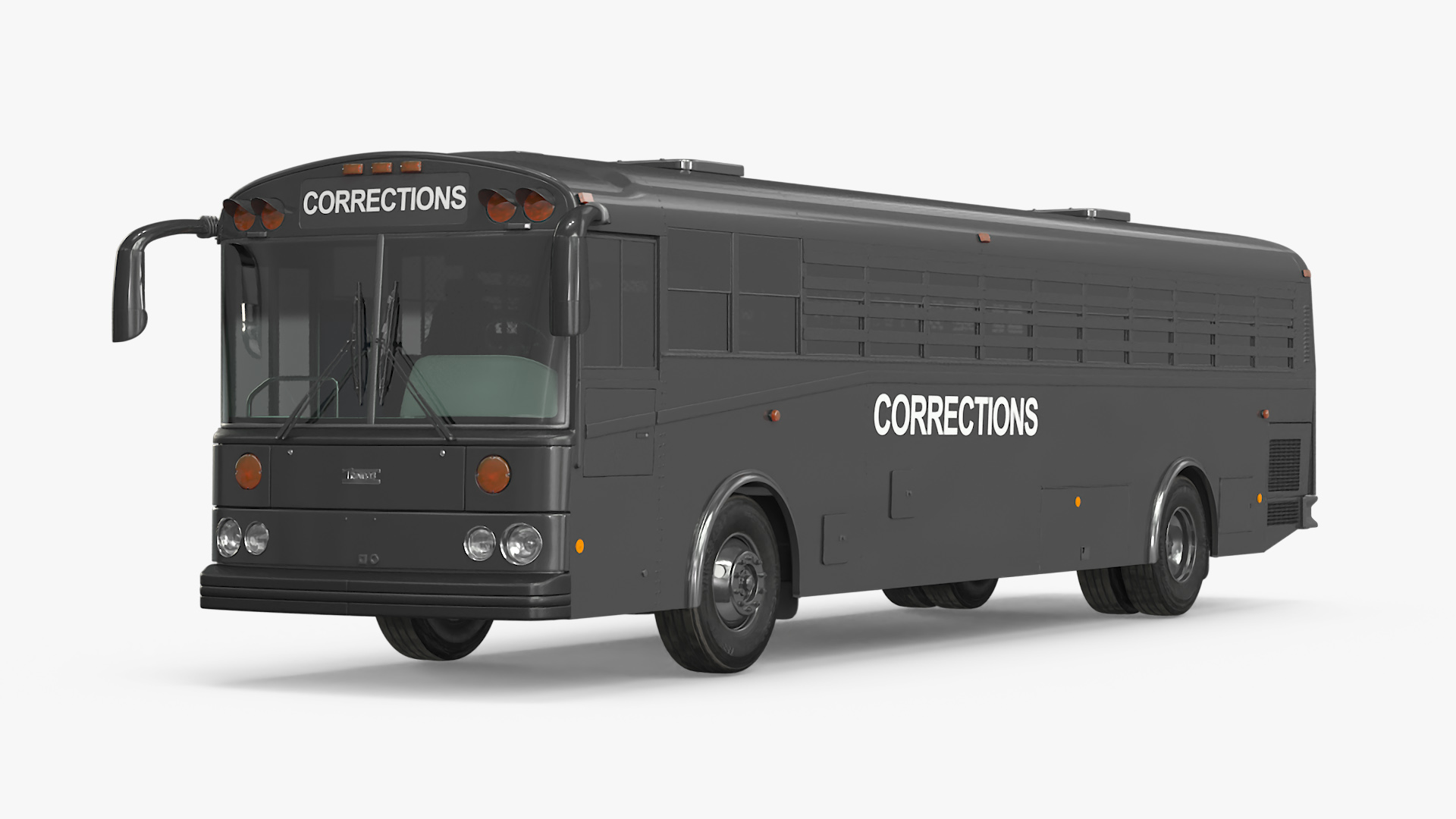 3D Prison Corrections Bus with Officer and Inmate