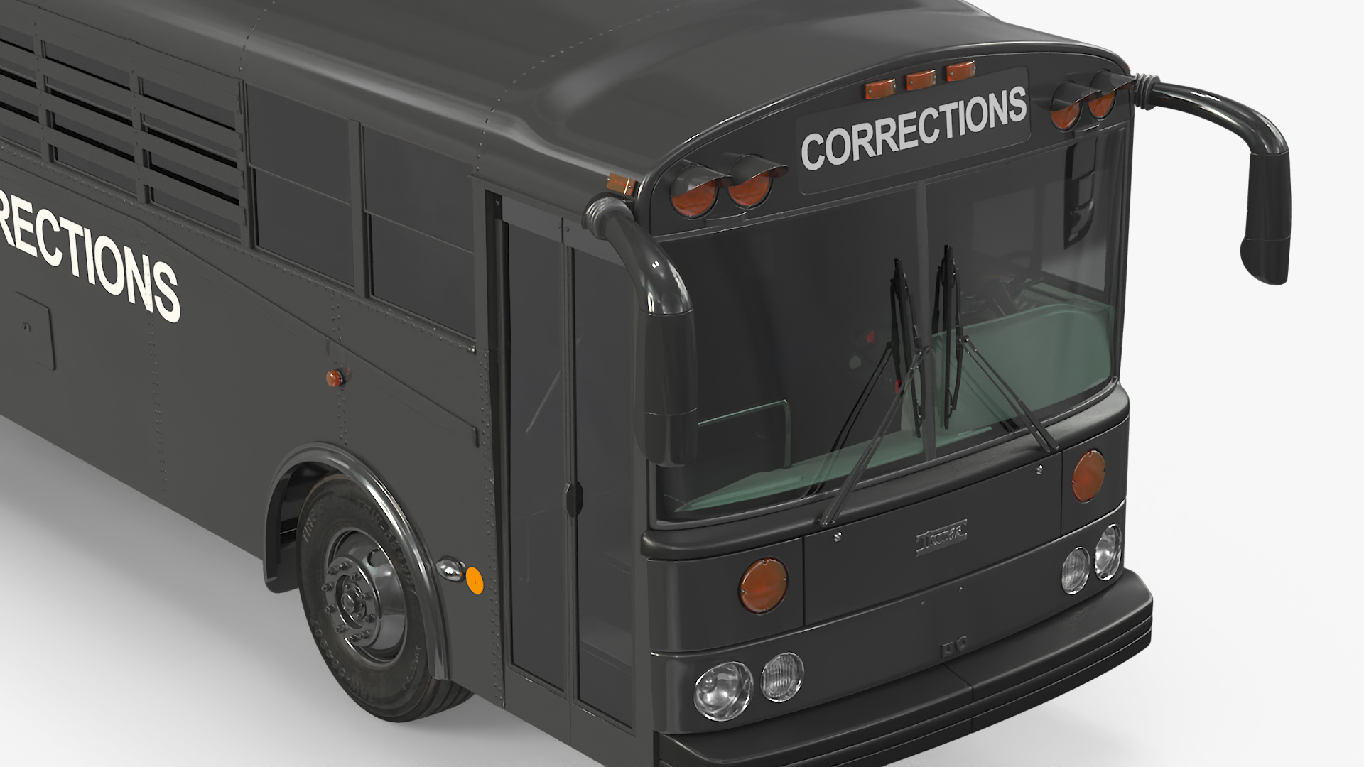 3D Prison Corrections Bus with Officer and Inmate