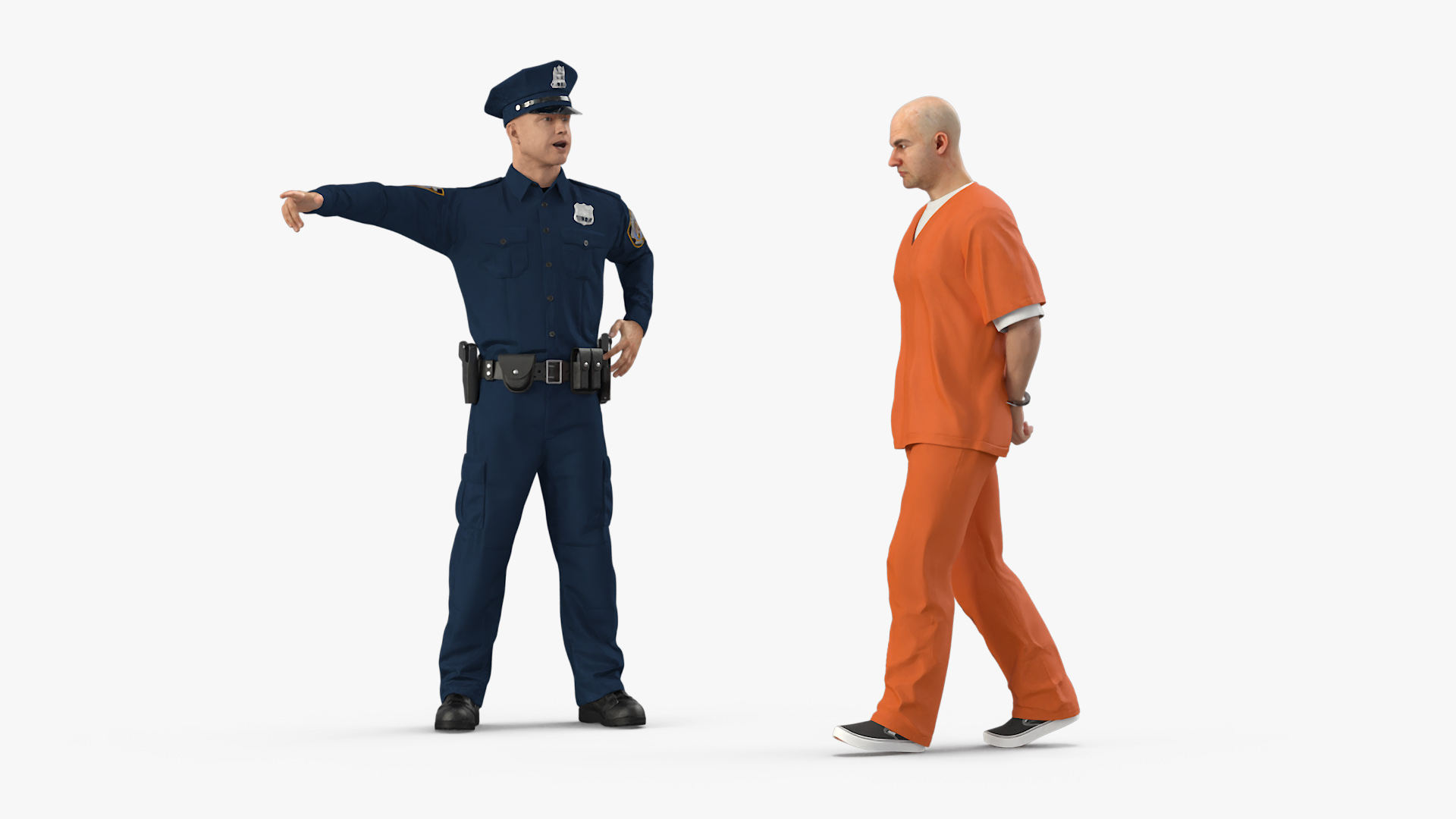 3D Prison Corrections Bus with Officer and Inmate