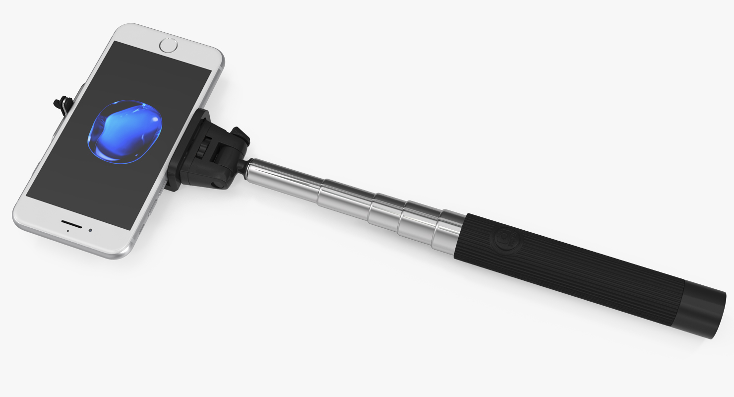 Selfie Stick Monopod with Iphone 7 3D model