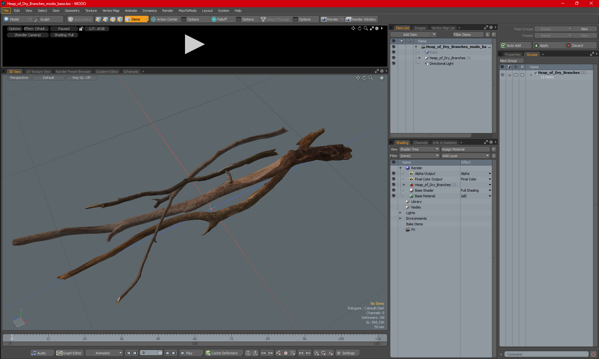 3D model Heap of Dry Branches