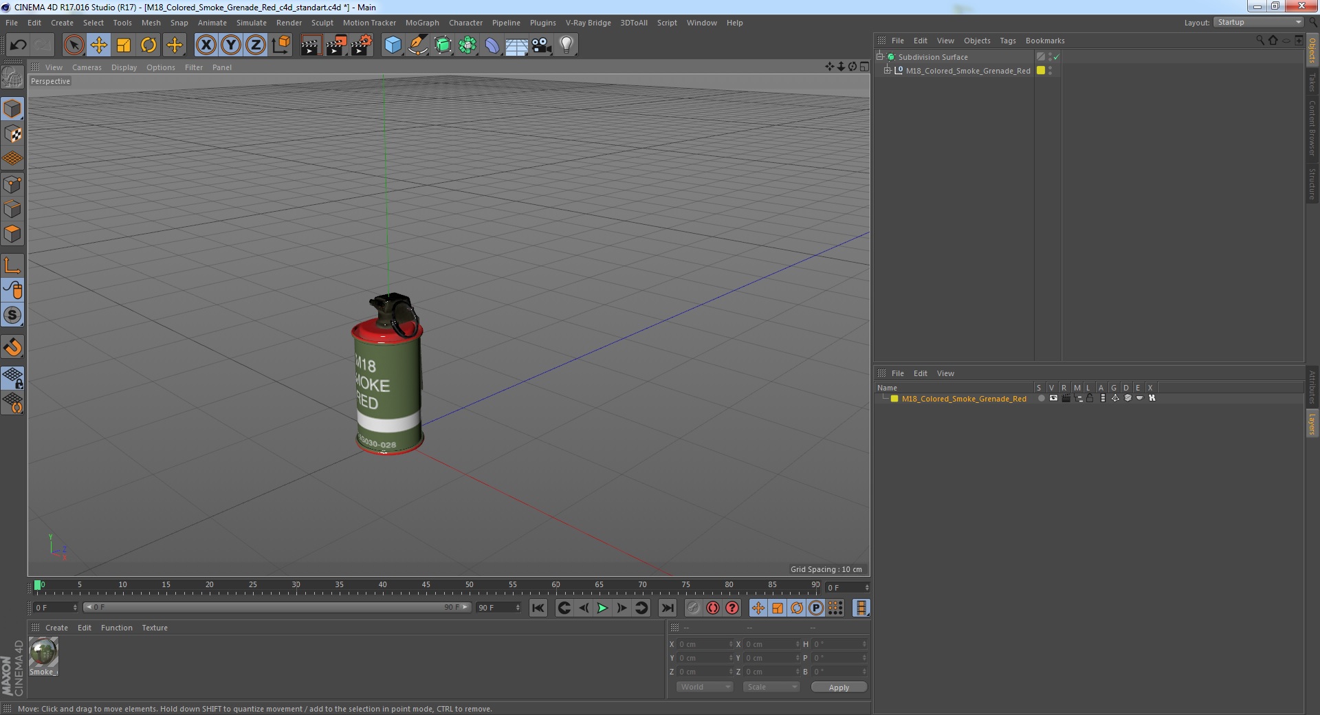 M18 Colored Smoke Grenade Red 3D model