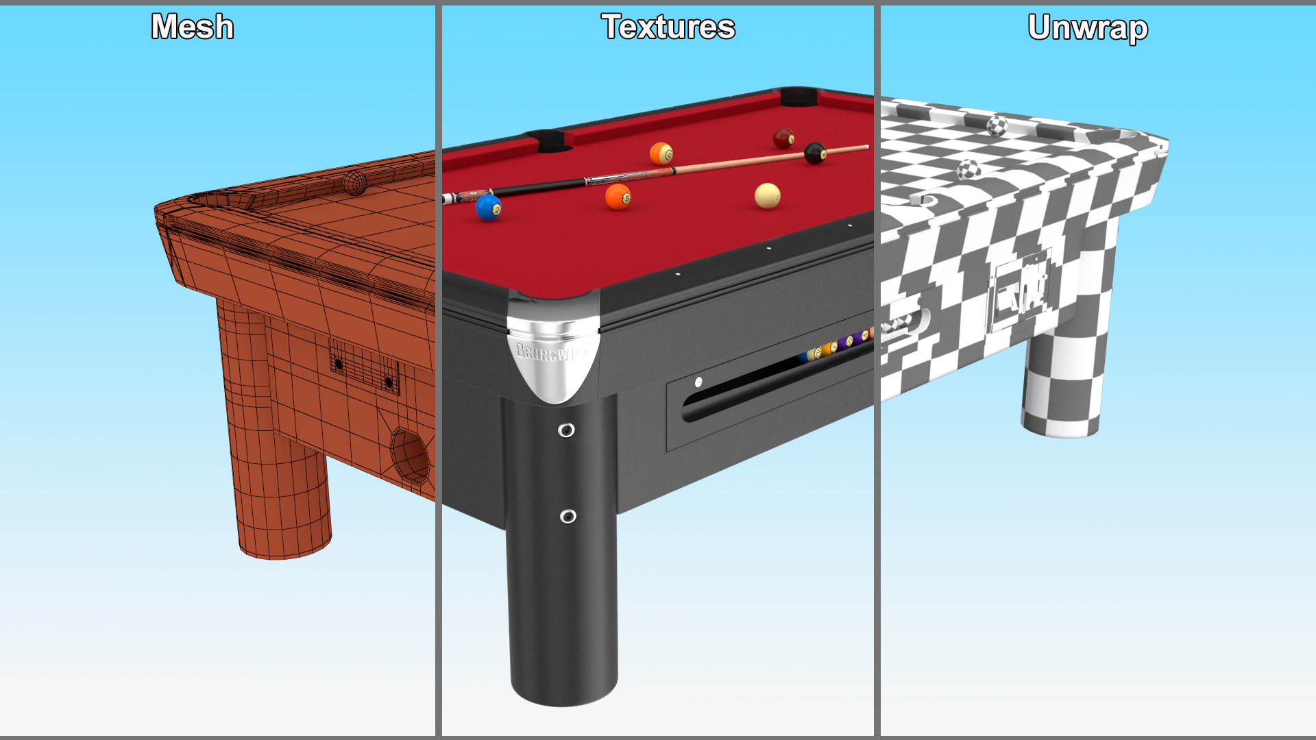 3D Public Pool Table Red