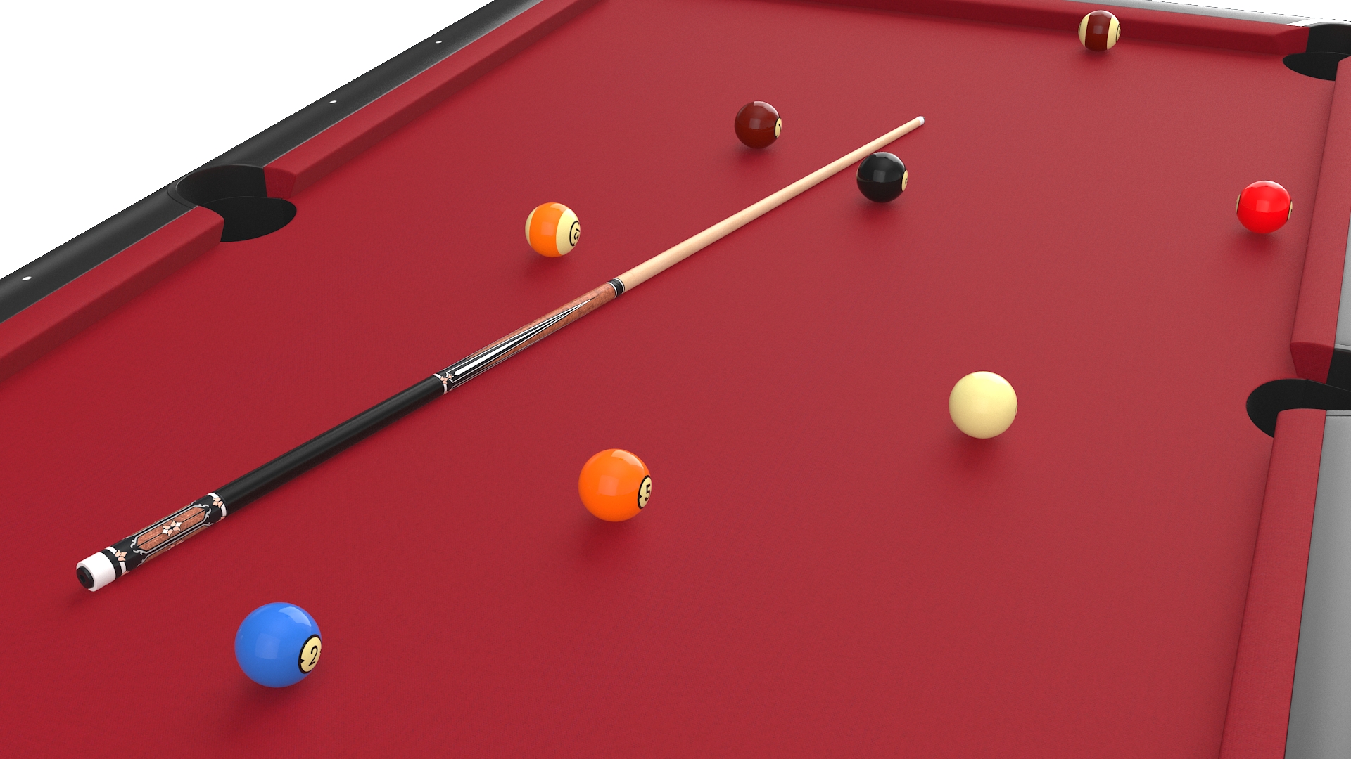 3D Public Pool Table Red