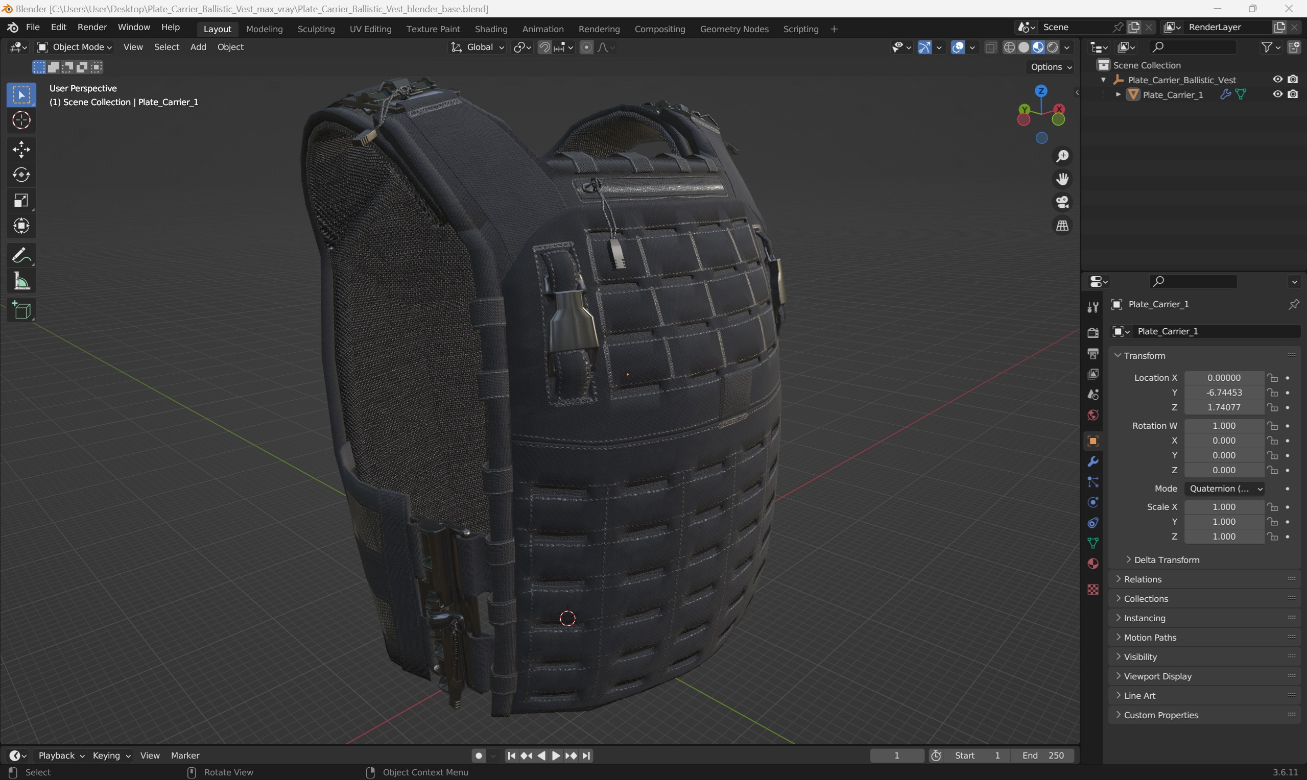 3D Plate Carrier Ballistic Vest model