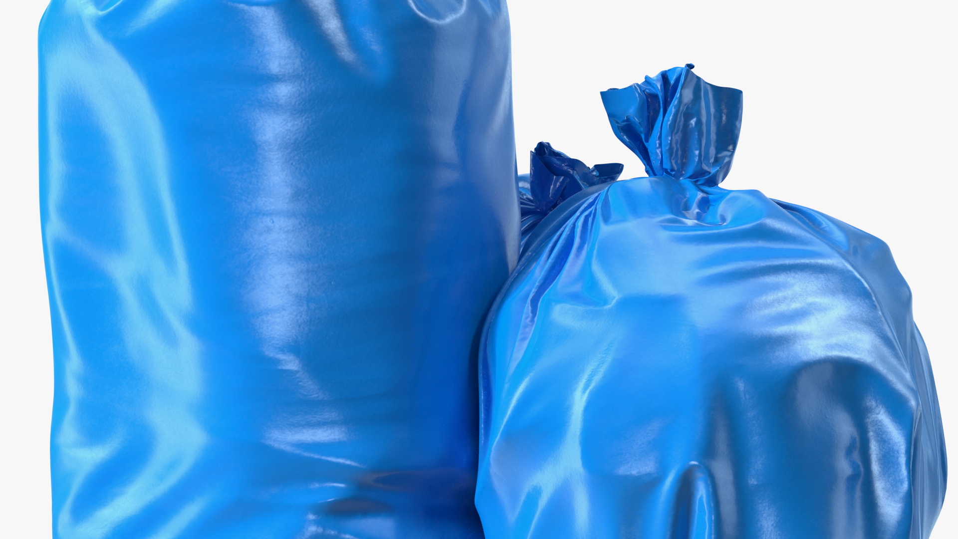 Tied Closed Blue Trash Bags 3D