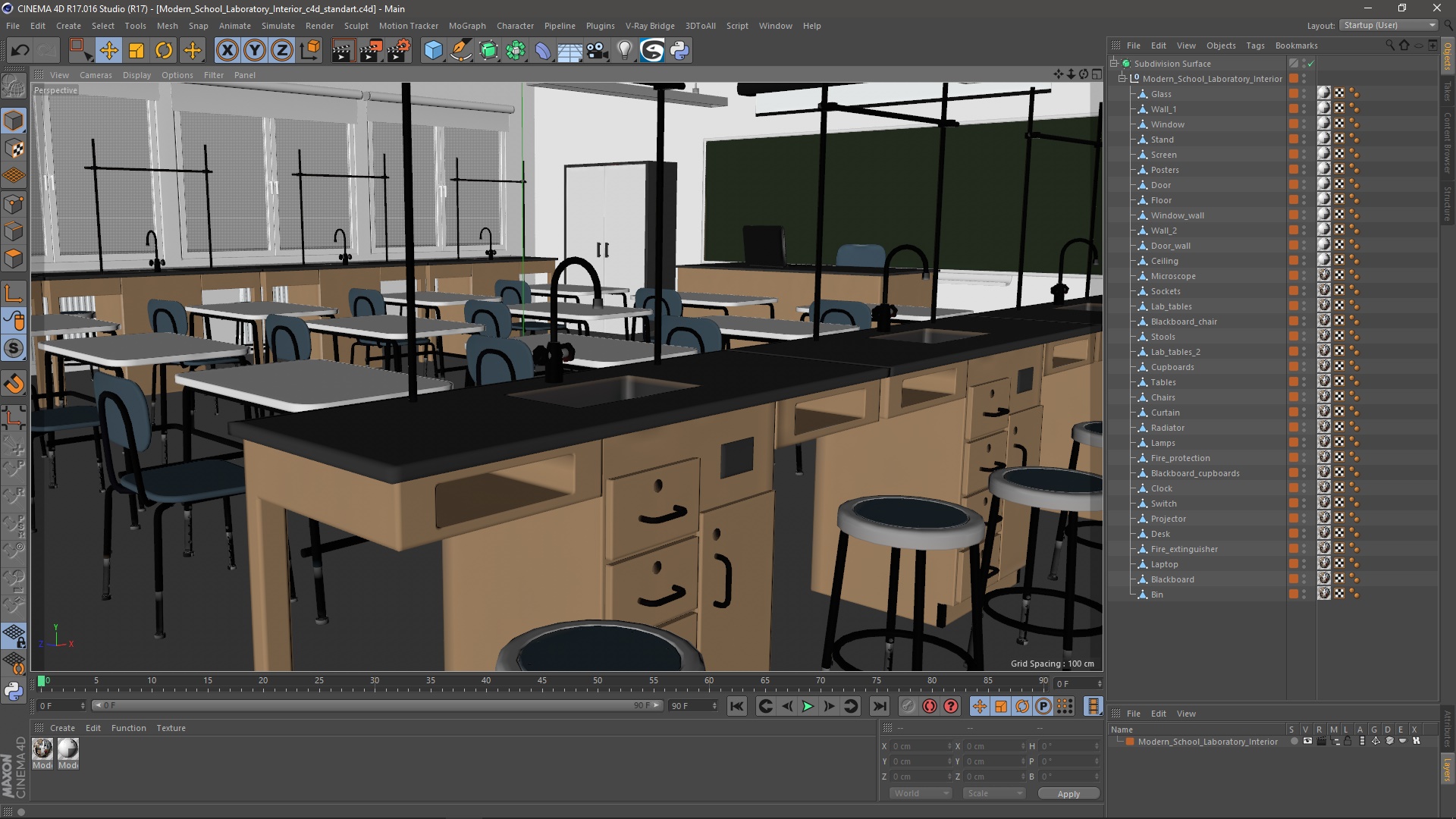 3D Modern School Laboratory Interior model