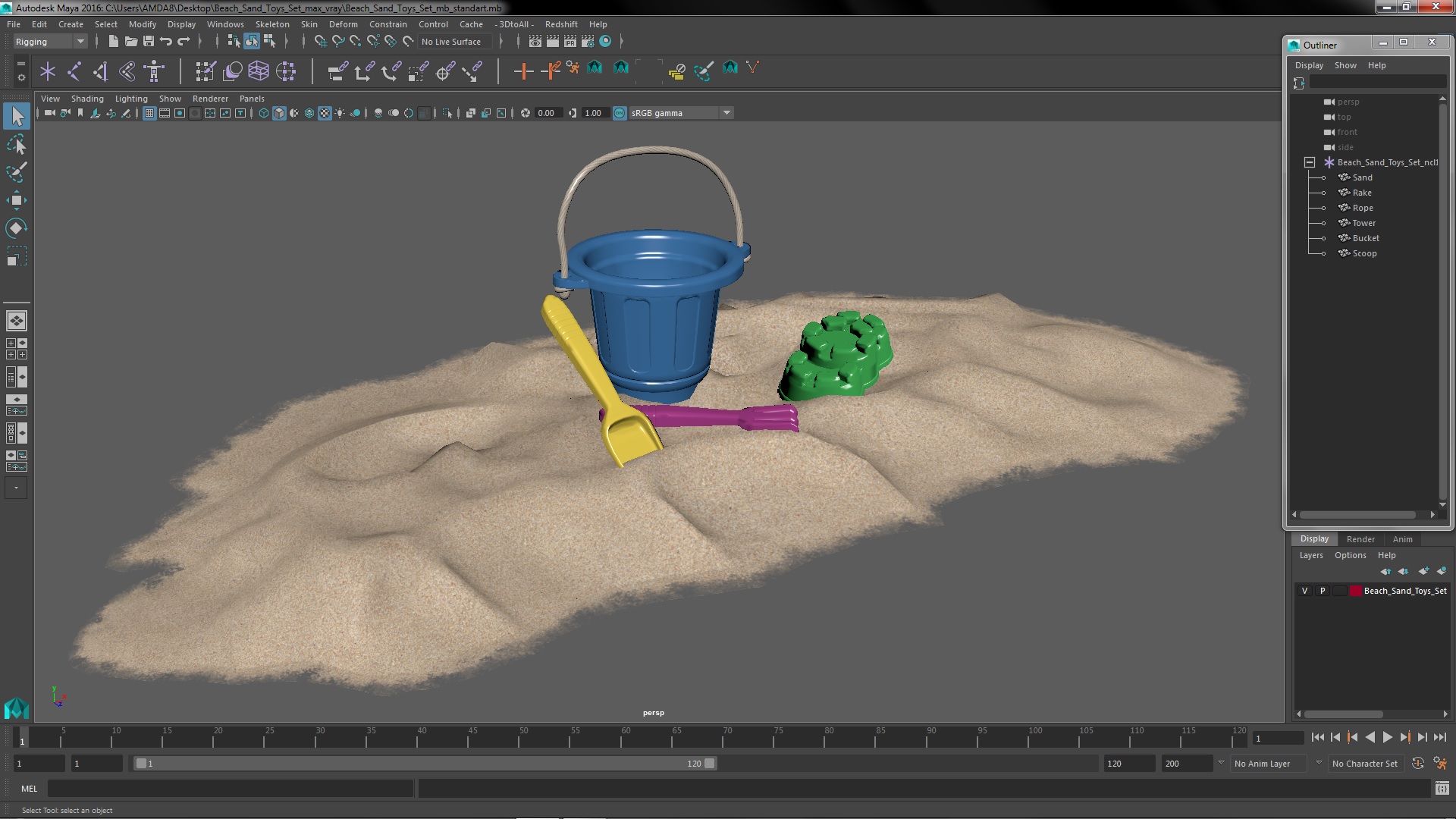 Beach Sand Toys Set 3D model