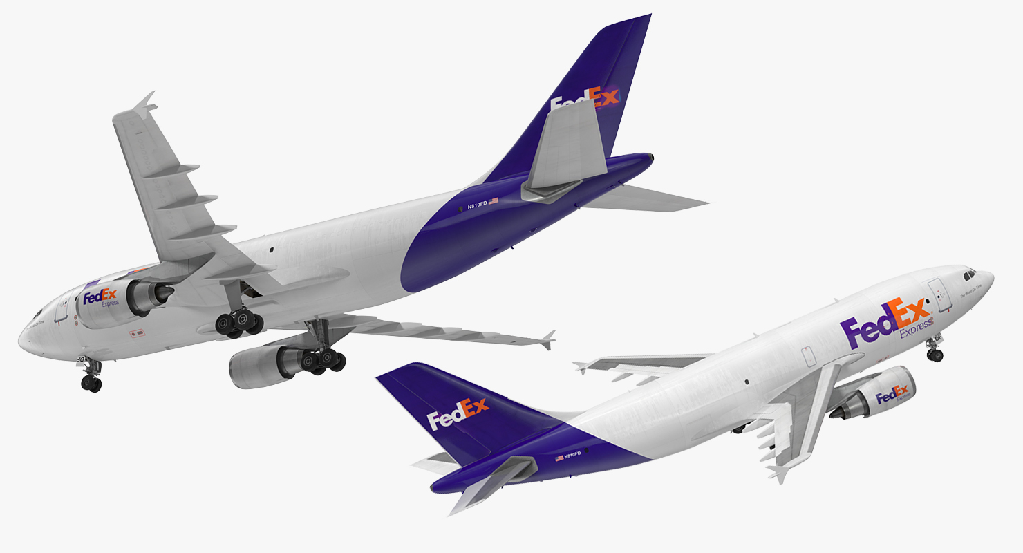 Airbus A310 300F Cargo Aircraft FedEx Rigged 3D model