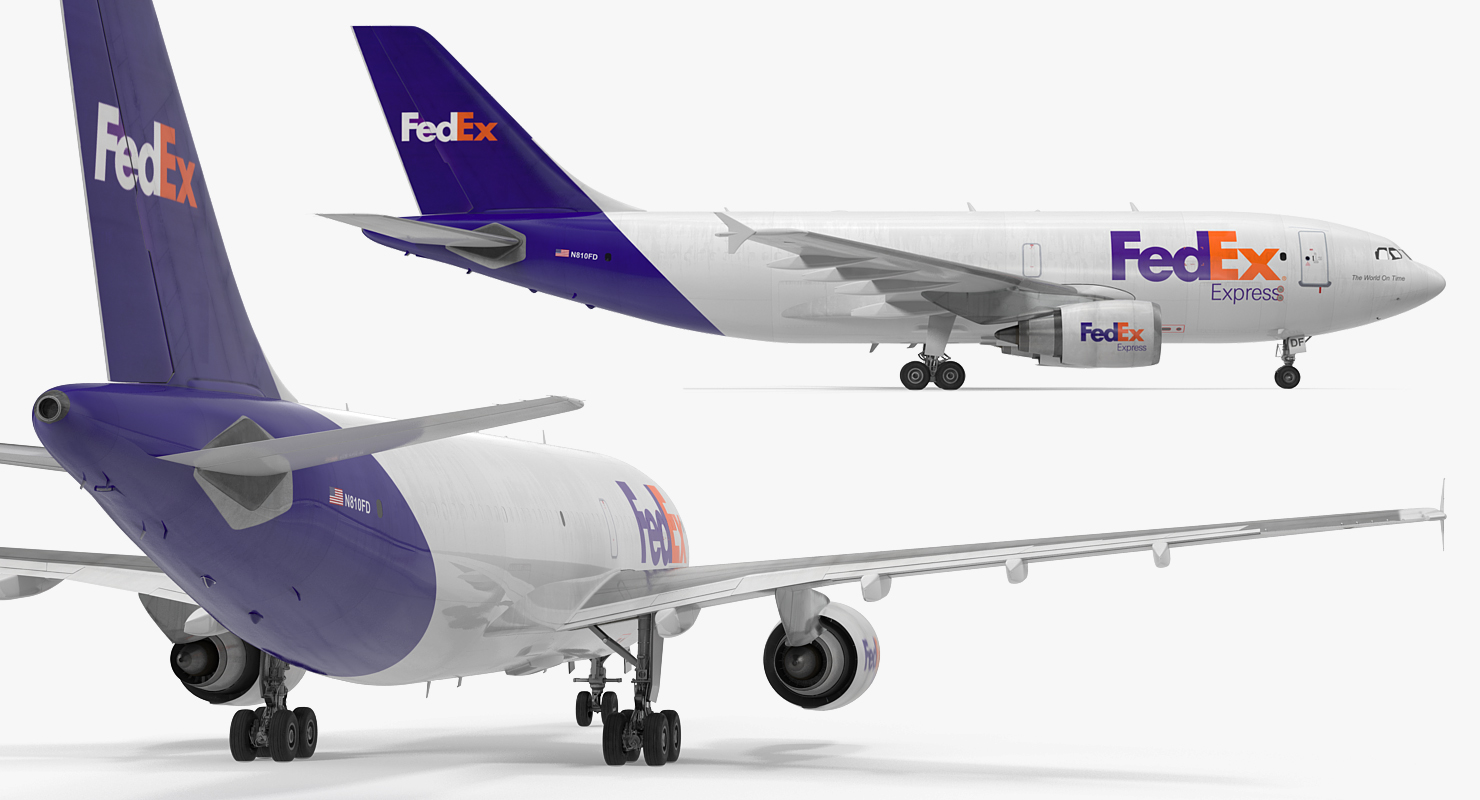 Airbus A310 300F Cargo Aircraft FedEx Rigged 3D model