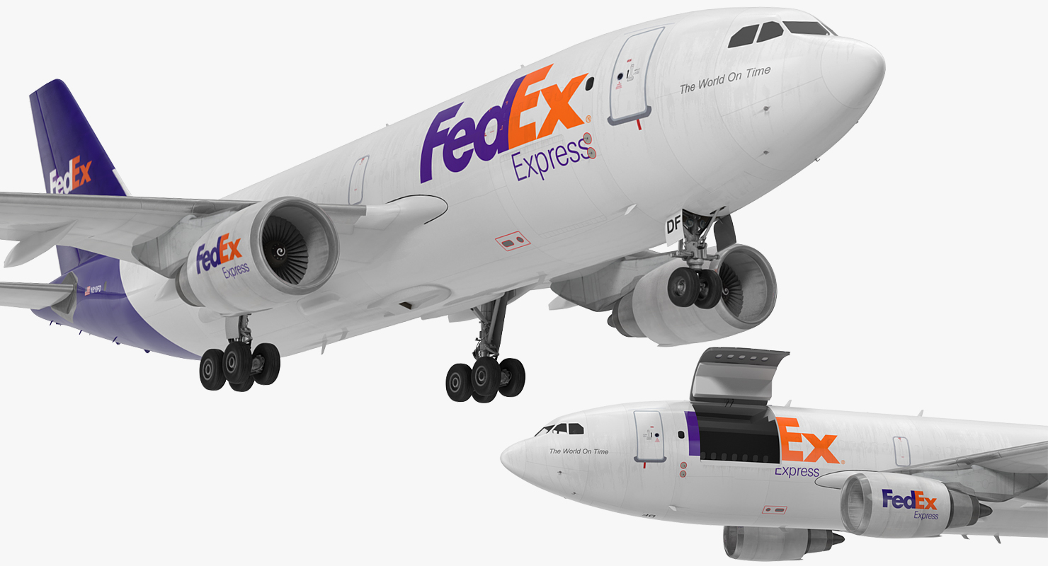 Airbus A310 300F Cargo Aircraft FedEx Rigged 3D model