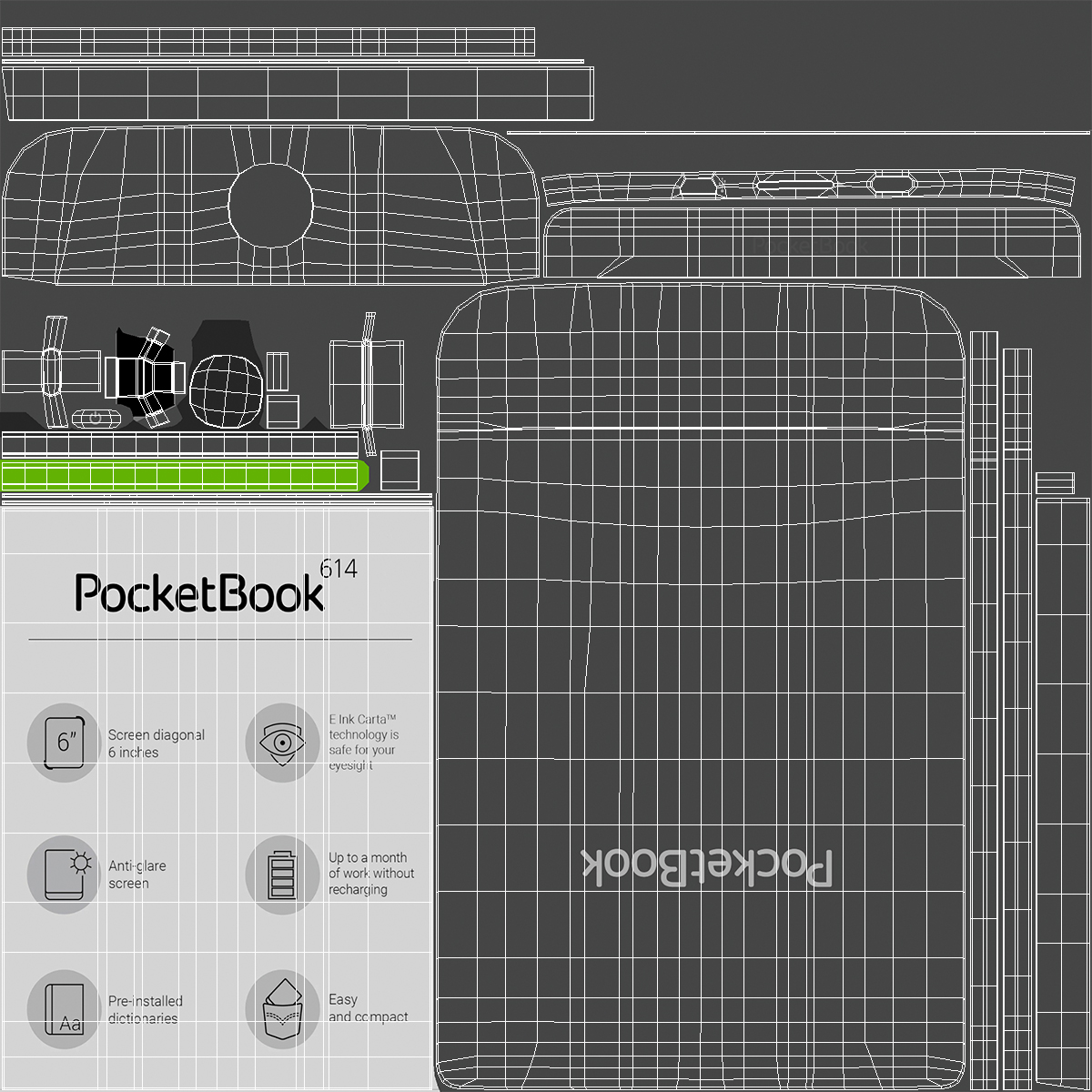 3D Electronic Book PocketBook 614 Limited Edition Gray