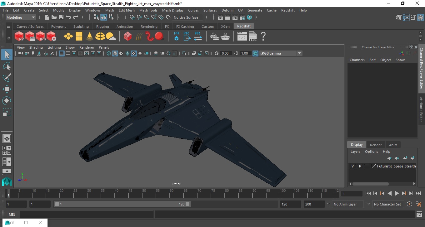 3D Futuristic Space Stealth Fighter Jet