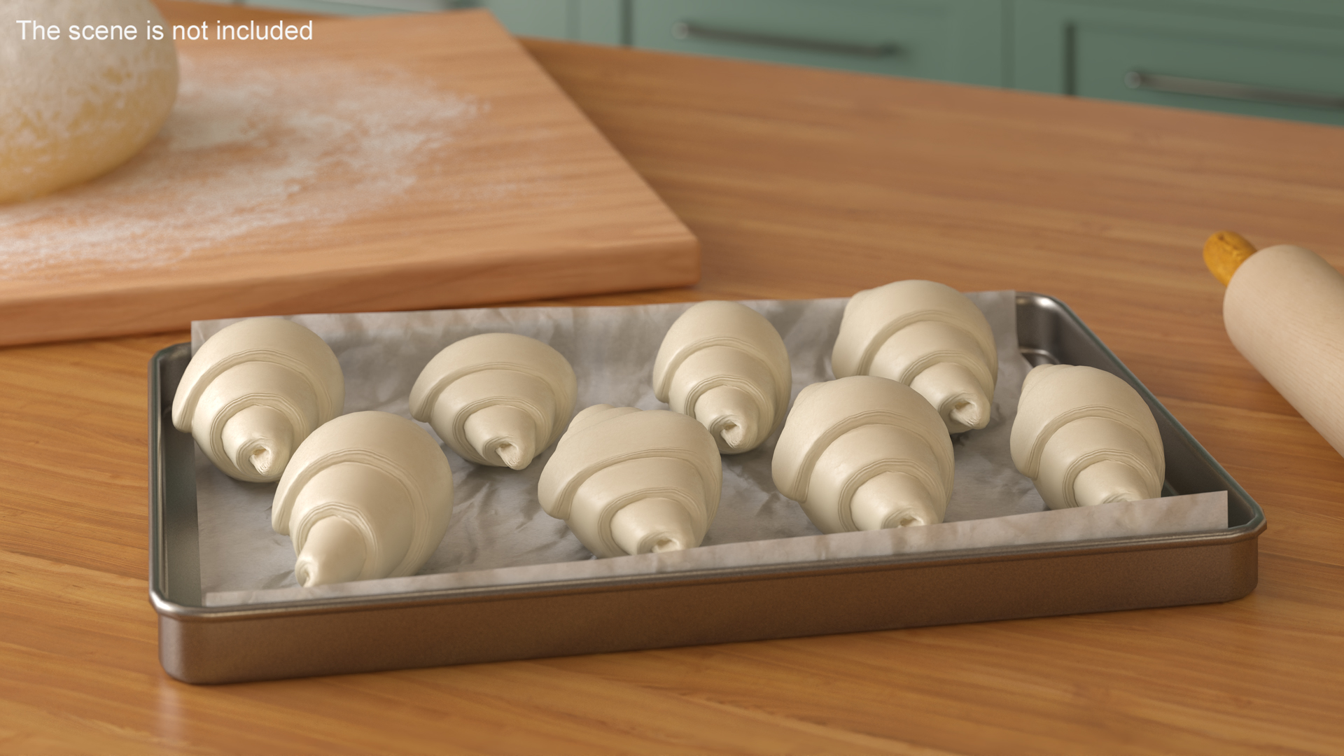 3D model Traditional French Croissants Dough