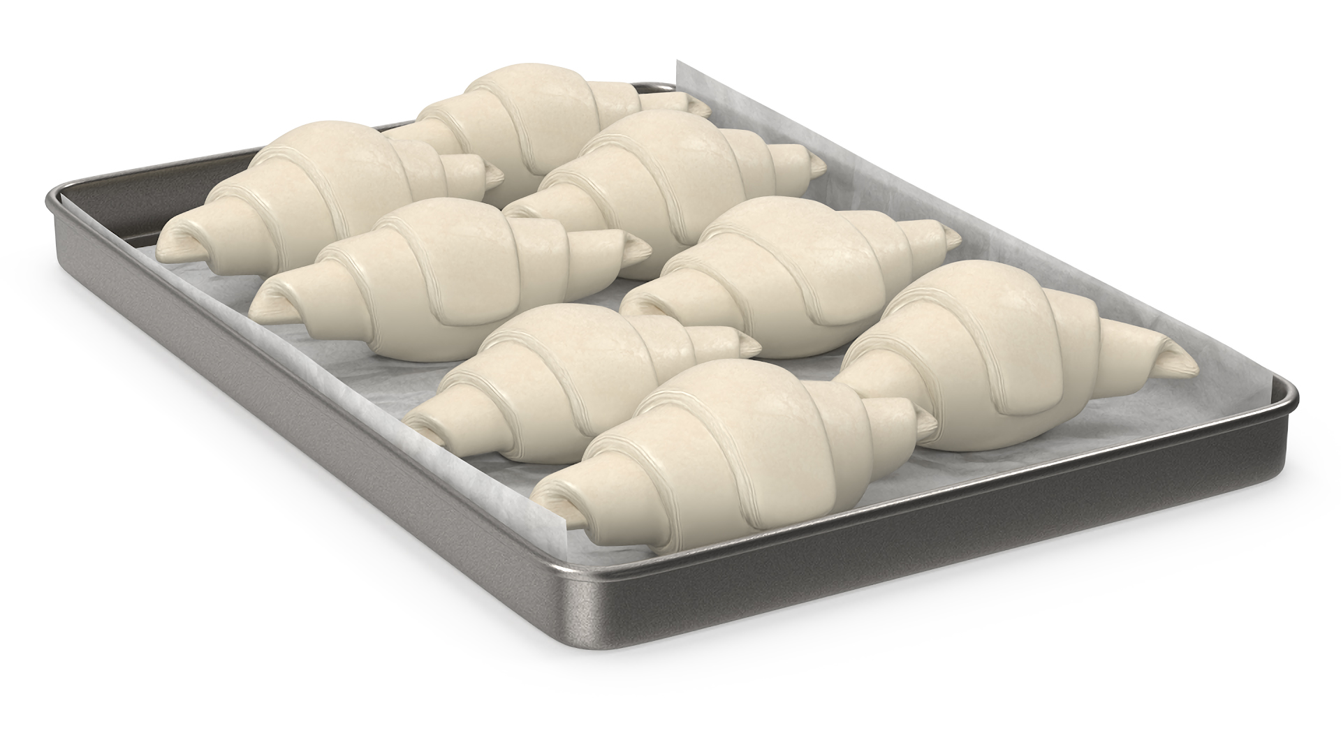 3D model Traditional French Croissants Dough