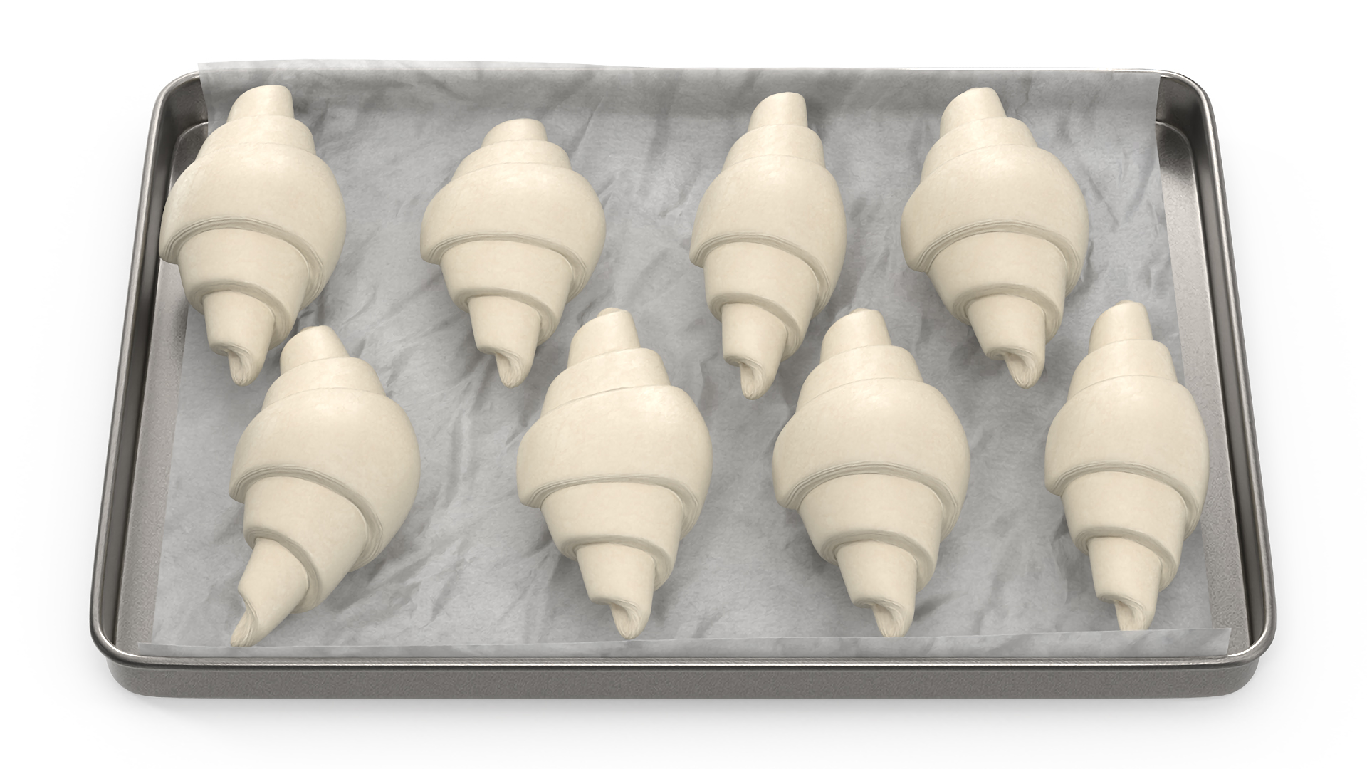 3D model Traditional French Croissants Dough