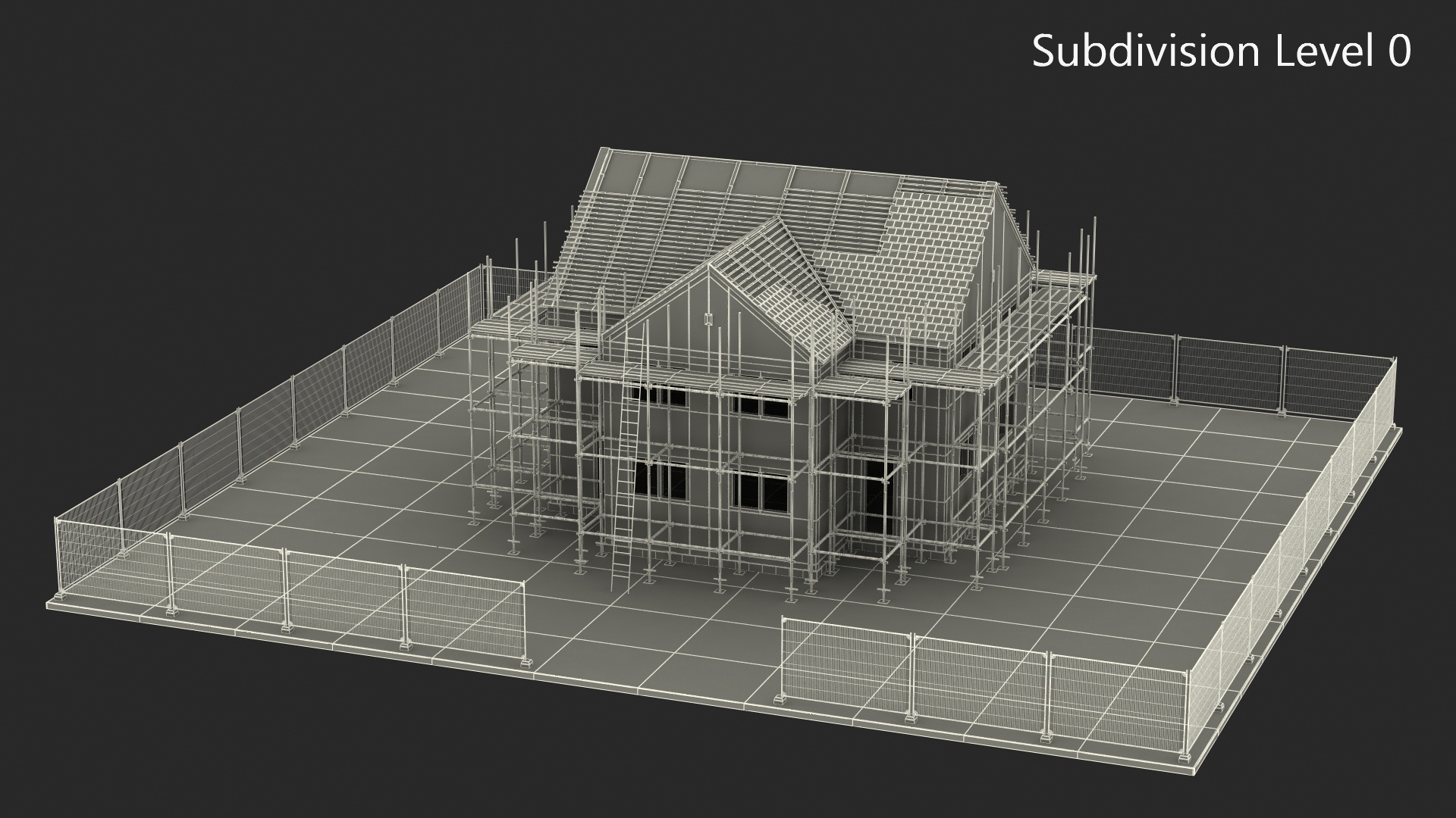 3D model Construction Site House with Scaffolding