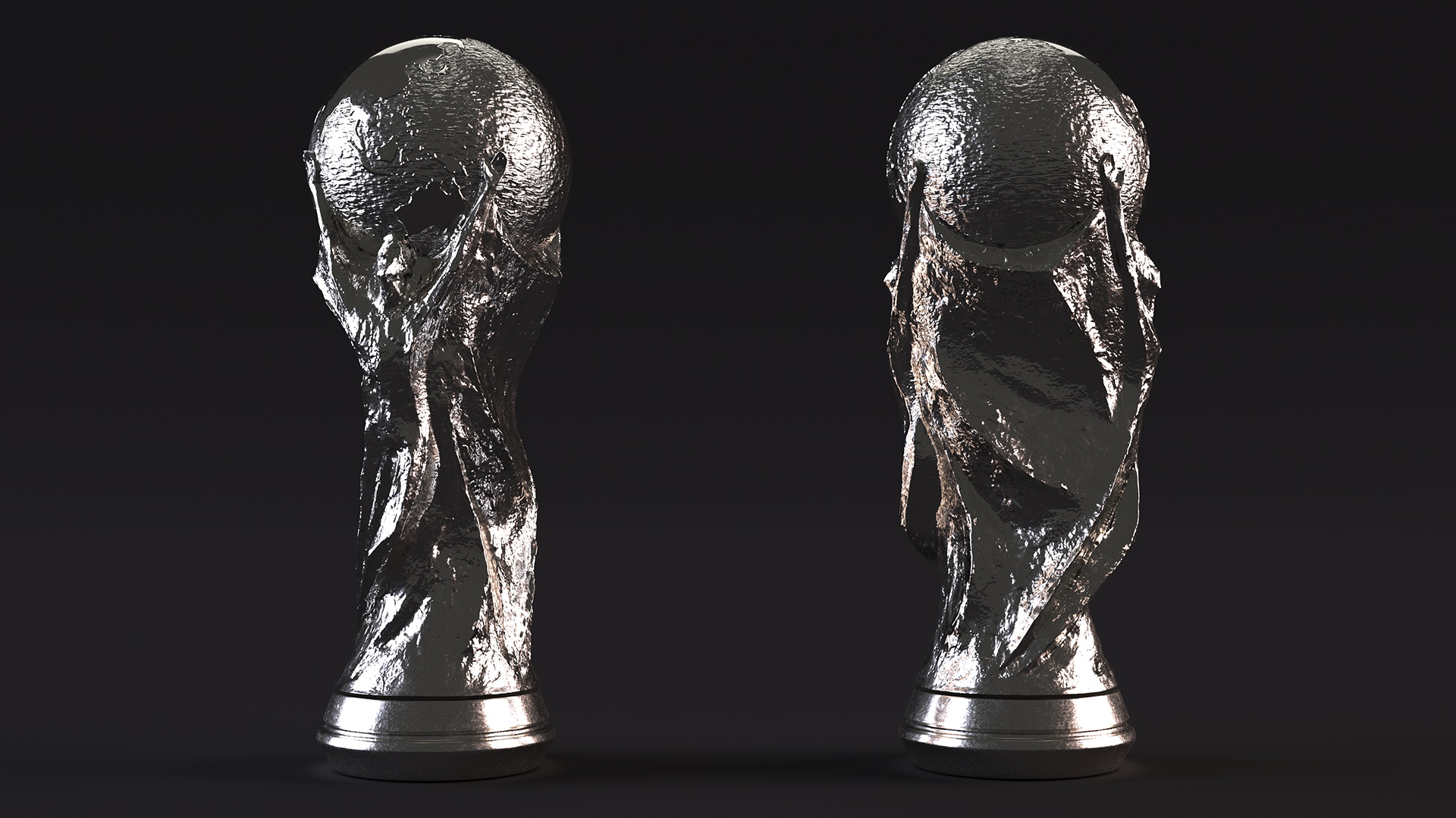 3D Silver Football Cup Trophy