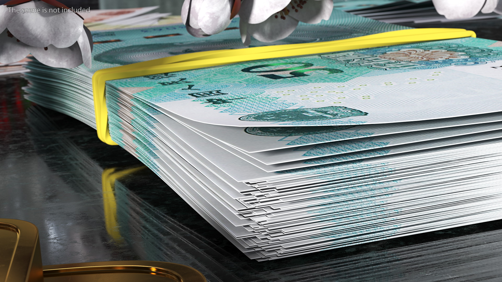 Stack of Chinese 50 Yuan 2019 Banknotes 3D model