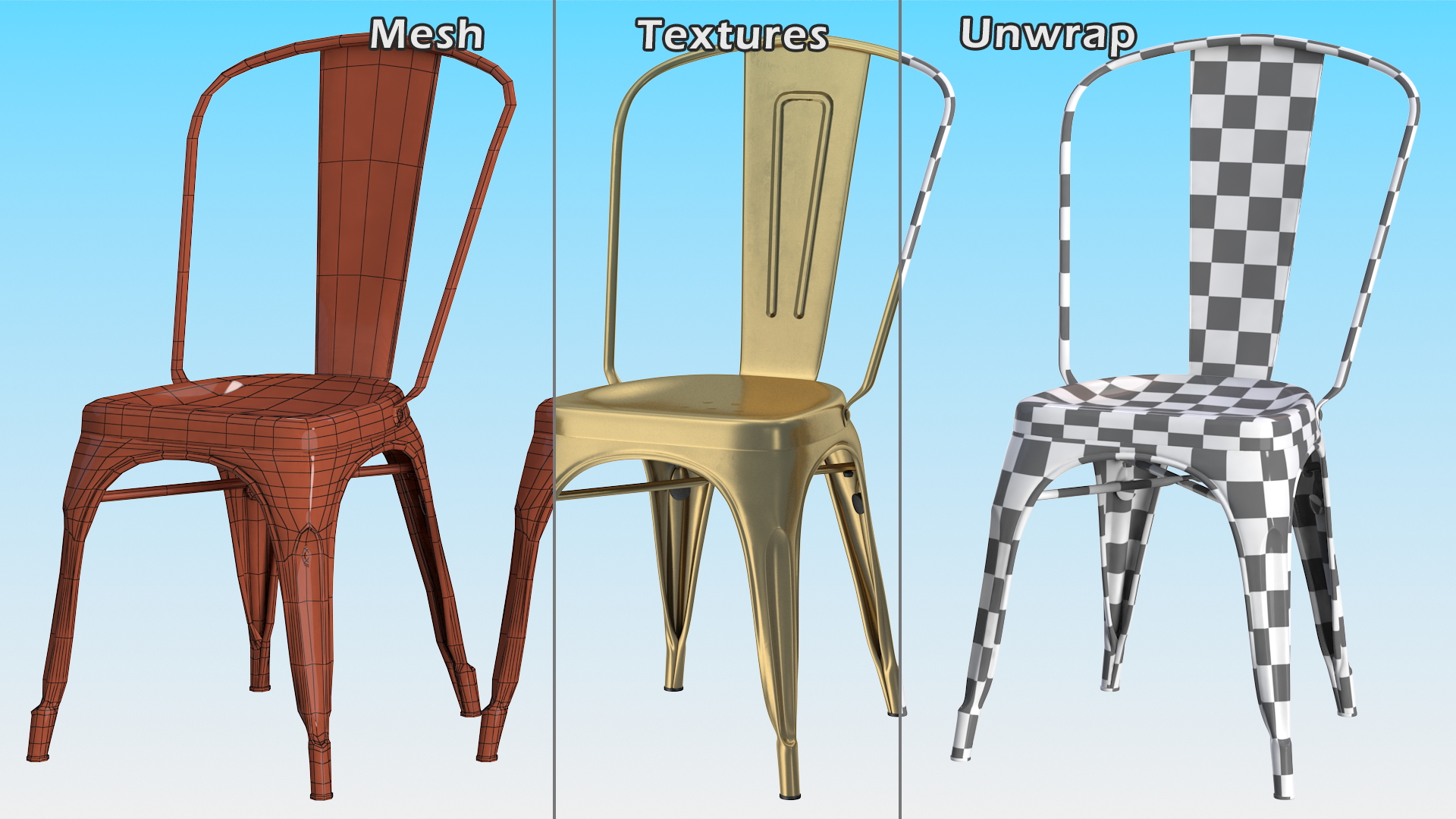 3D model Bronze Folding Chair