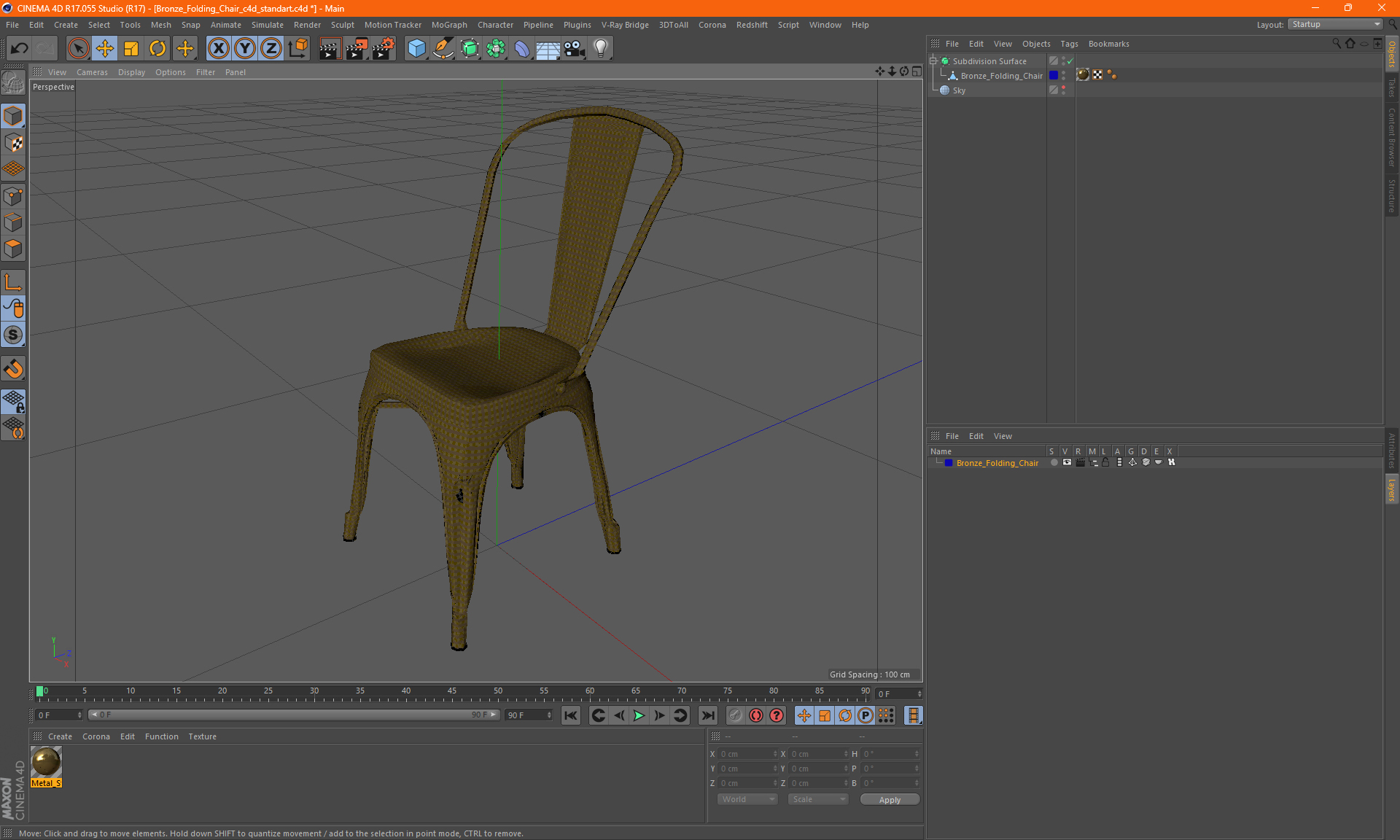 3D model Bronze Folding Chair